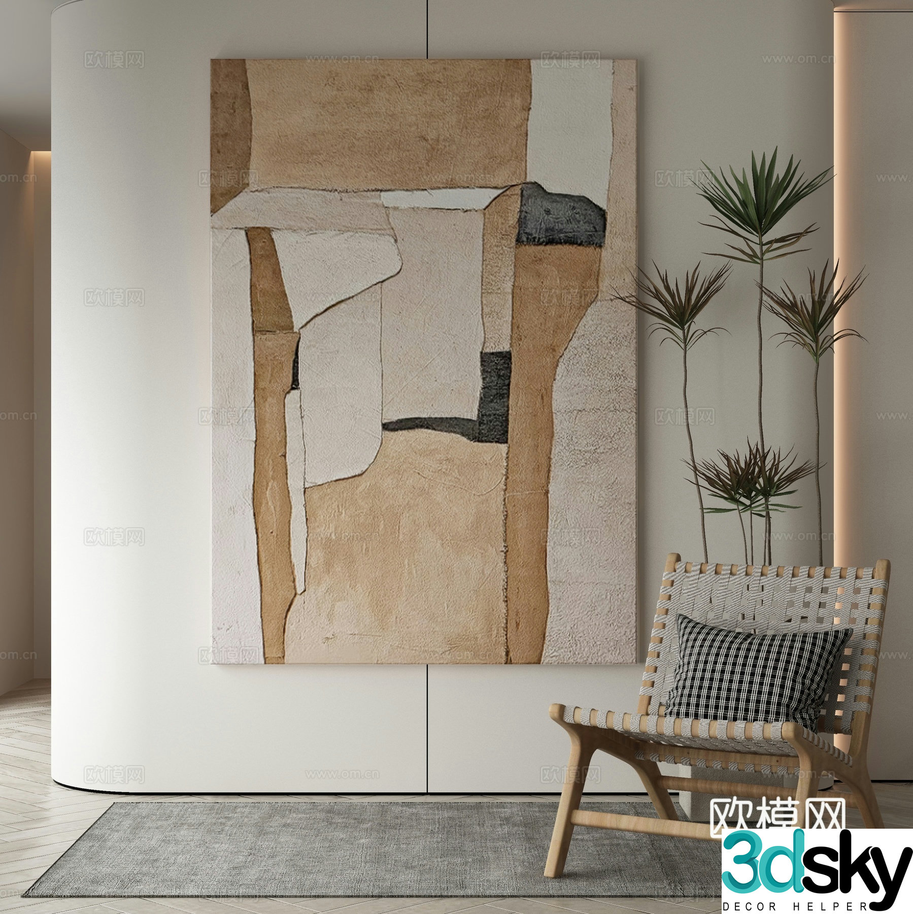 Wabi-sabi painting texture painting decorative painting hanging painting 3D model