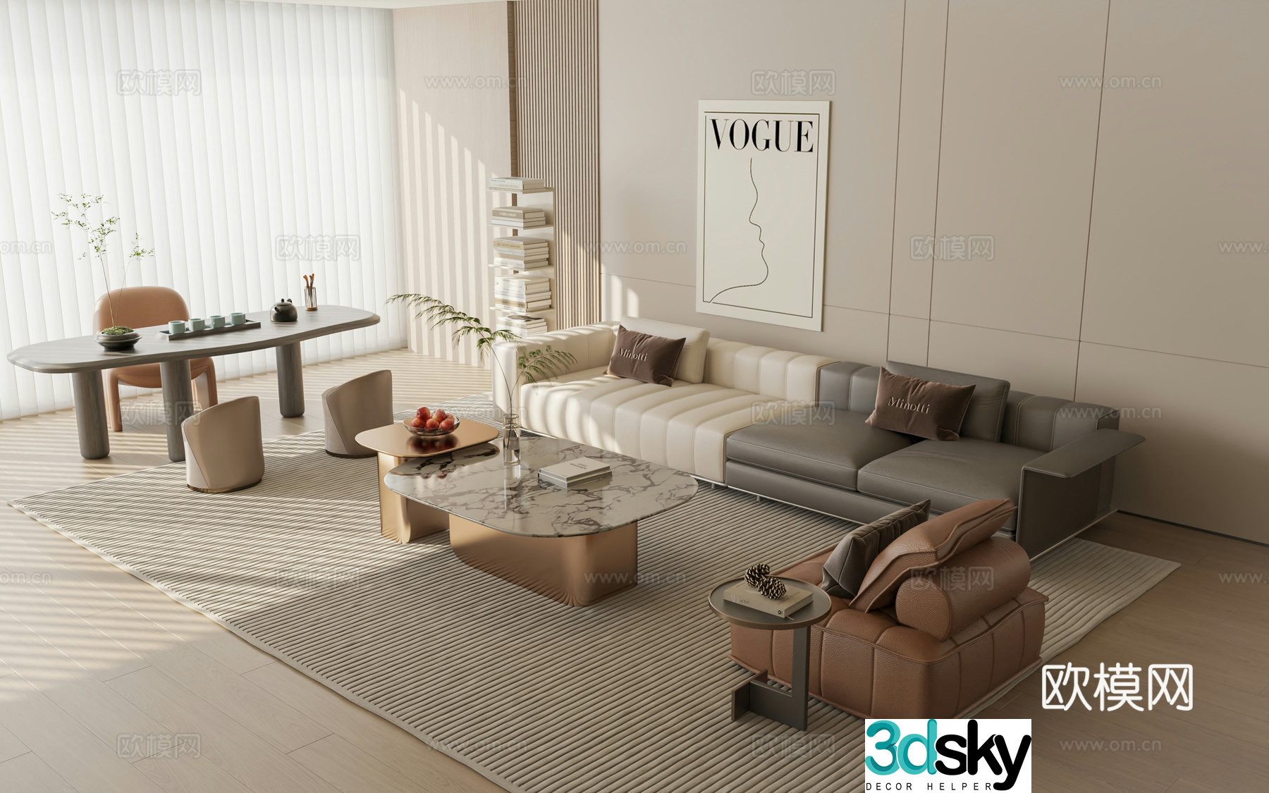 minotti modular sofa 3d model