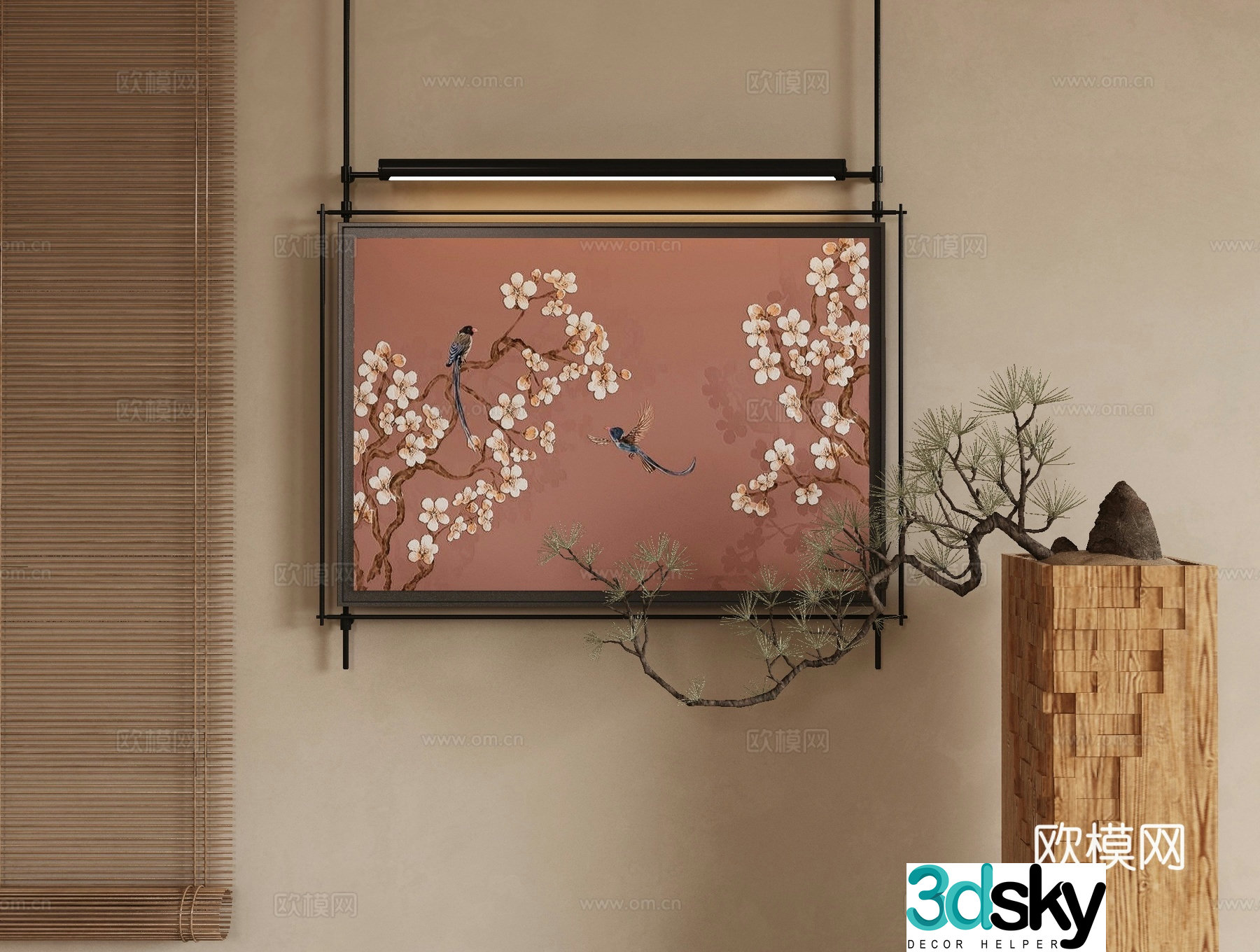 New Chinese style decorative painting flower and bird painting hanging painting 3D model
