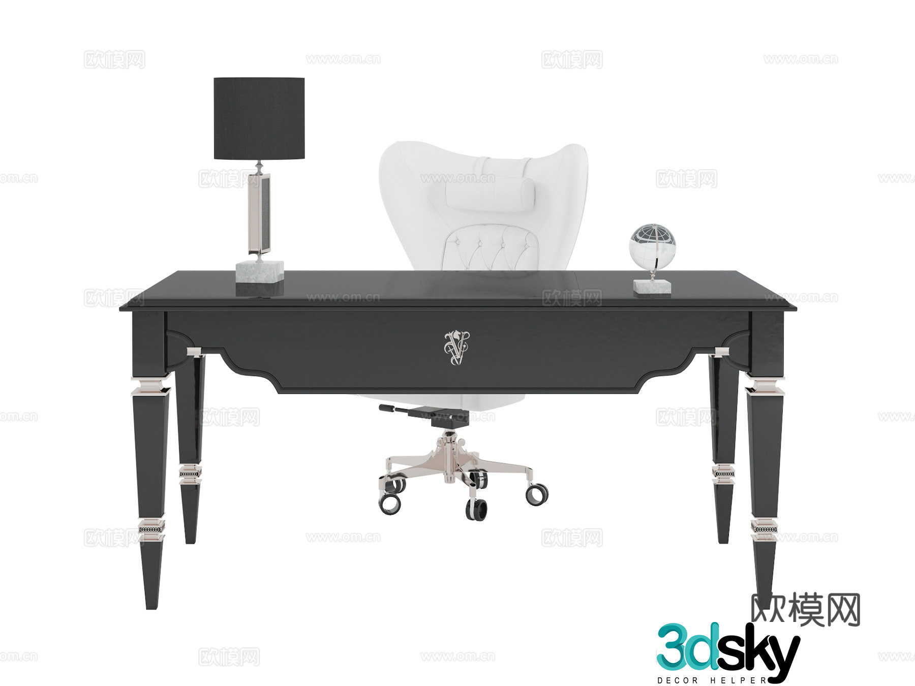 visionnaire italian desk desk chair 3d model