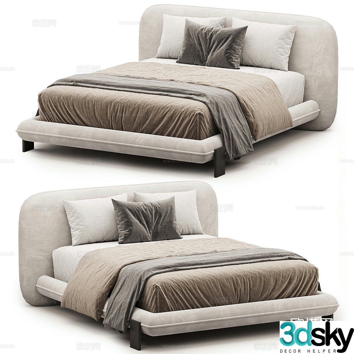 Wabi-sabi double bed 3d model