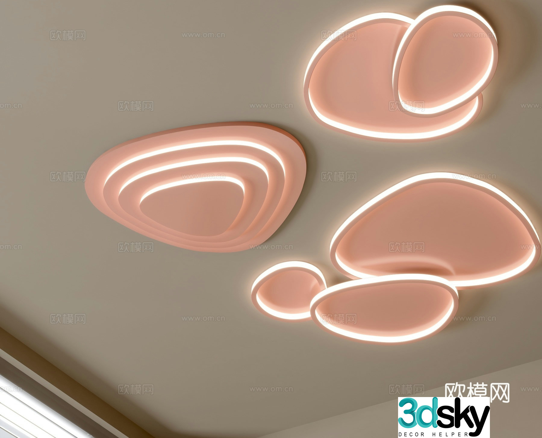 Creative ceiling lamp bedroom lamp living room lamp 3d model