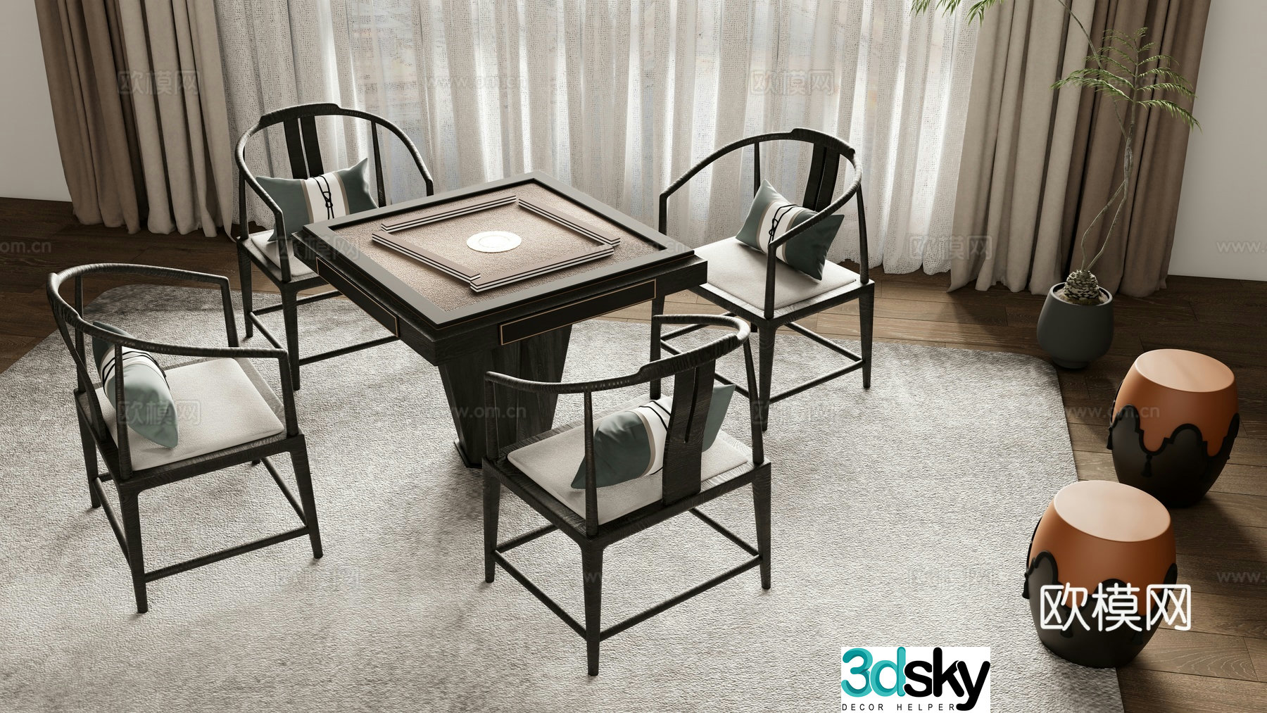 New Chinese style mahjong table mahjong machine 3d model