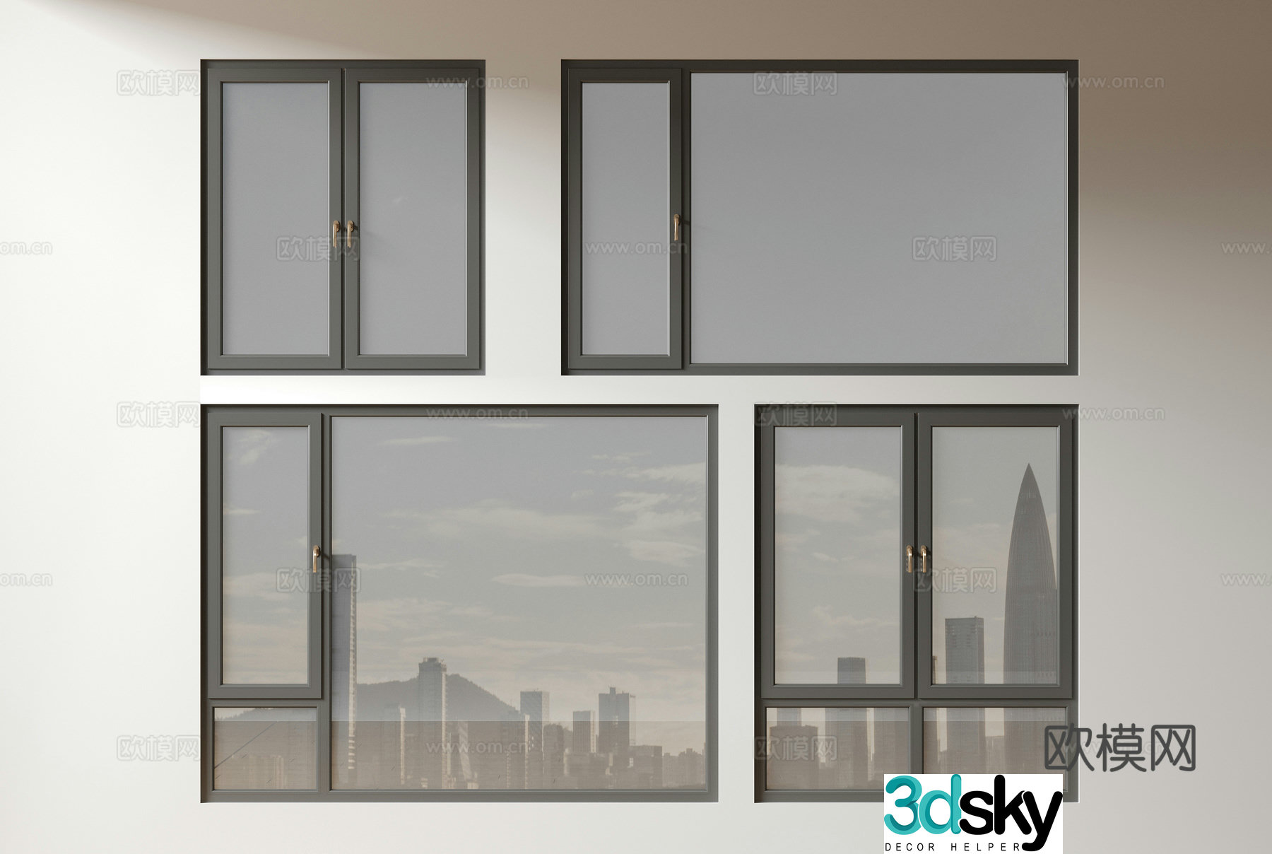 Modern windows glass windows floor-to-ceiling windows balcony windows bay windows bedroom windows sliding windows 3d model