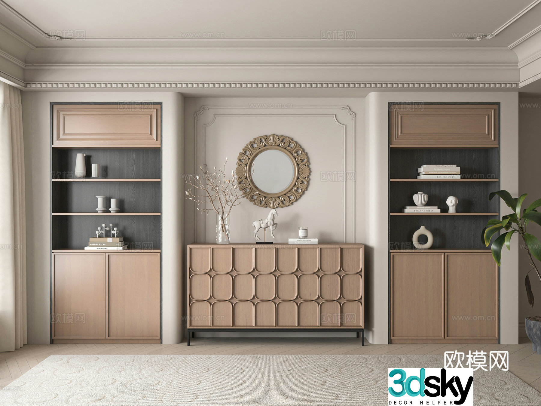 French entryway cabinet 3d model