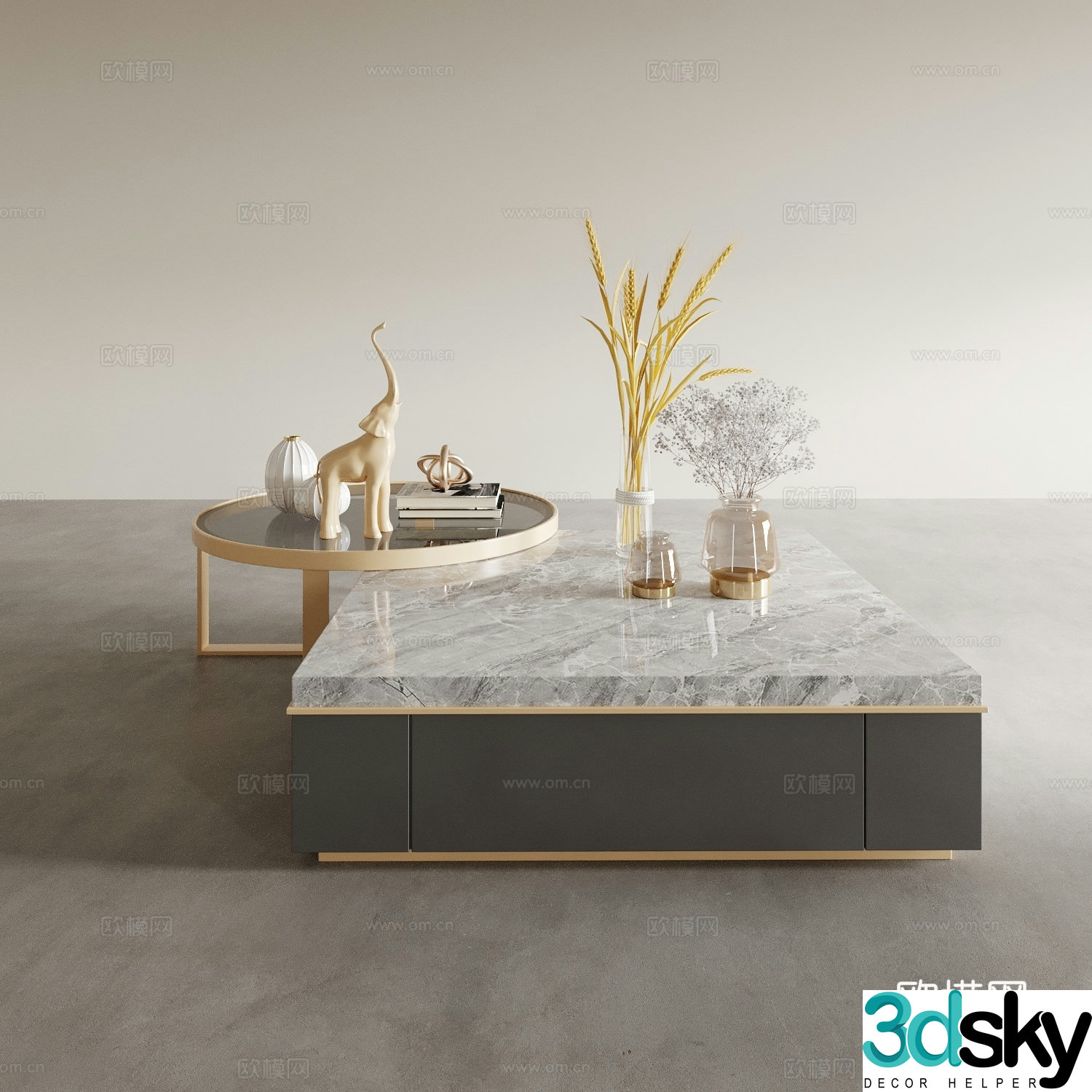 Light luxury coffee table mother-in-law coffee table 3d model