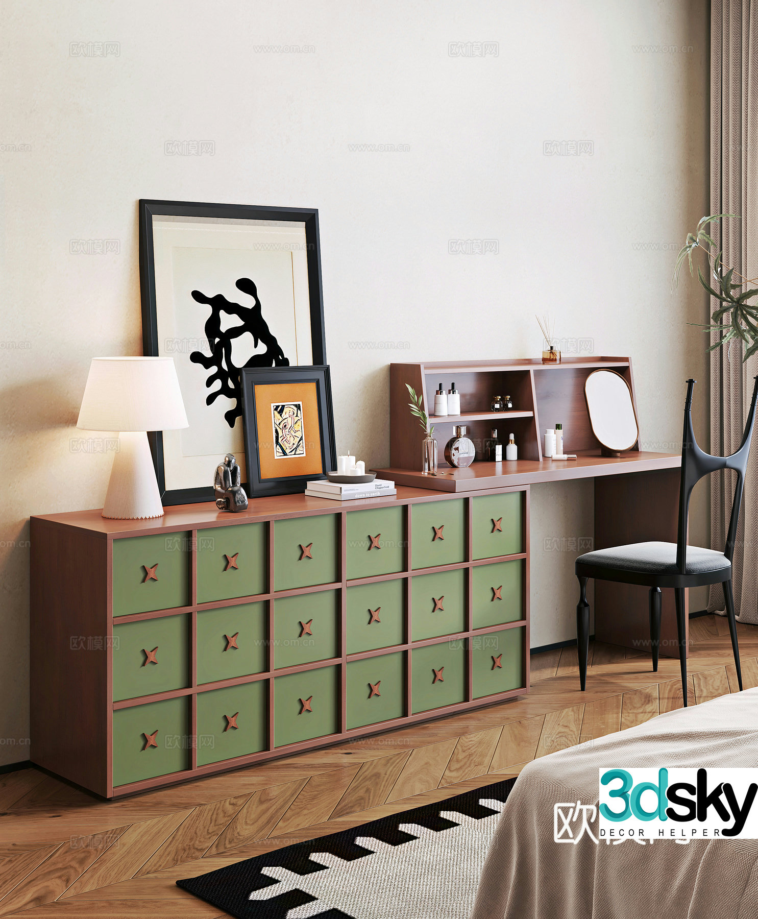 Medieval style dressing table 3d model