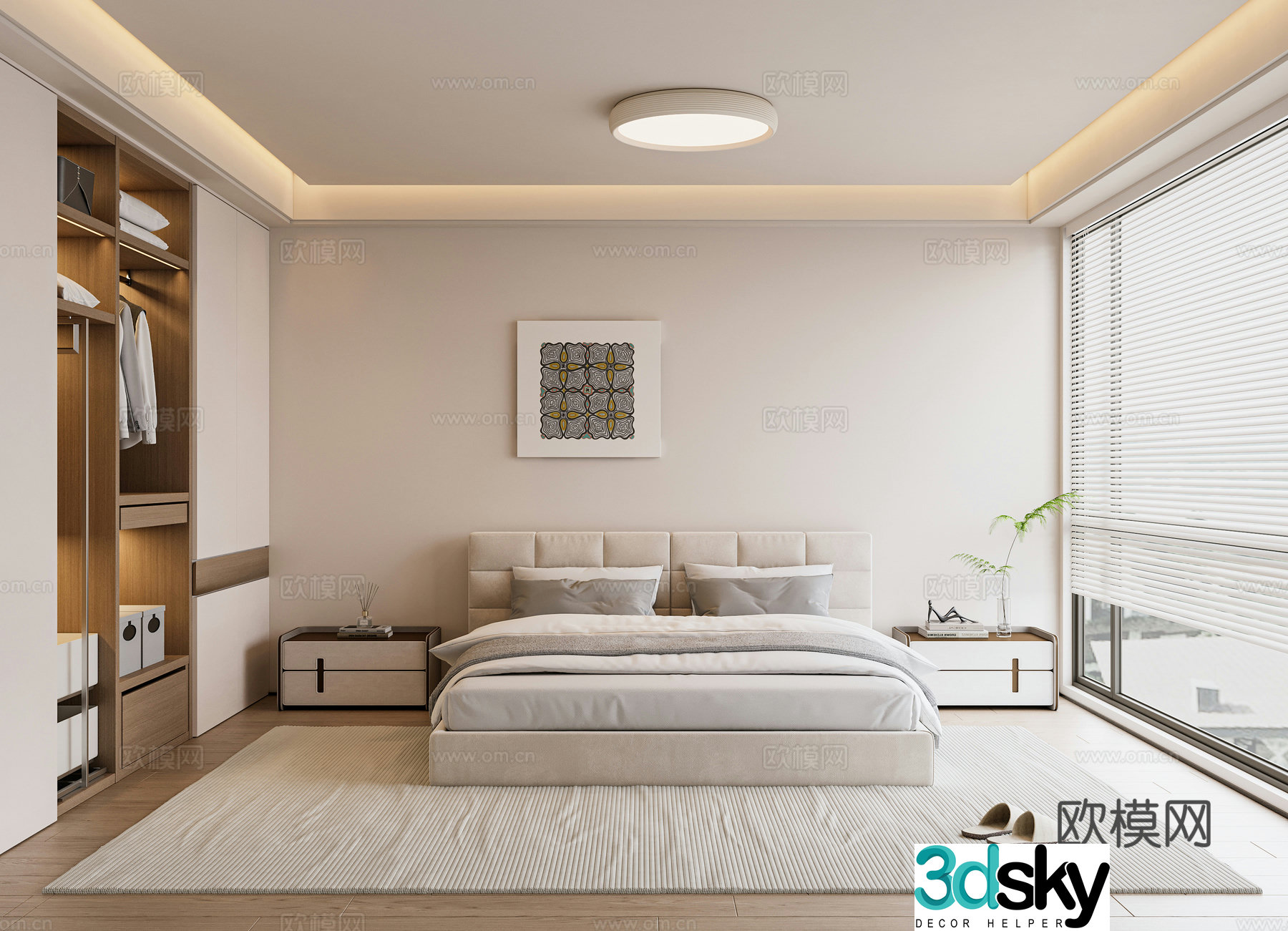 Cream style bedroom master bedroom 3d model
