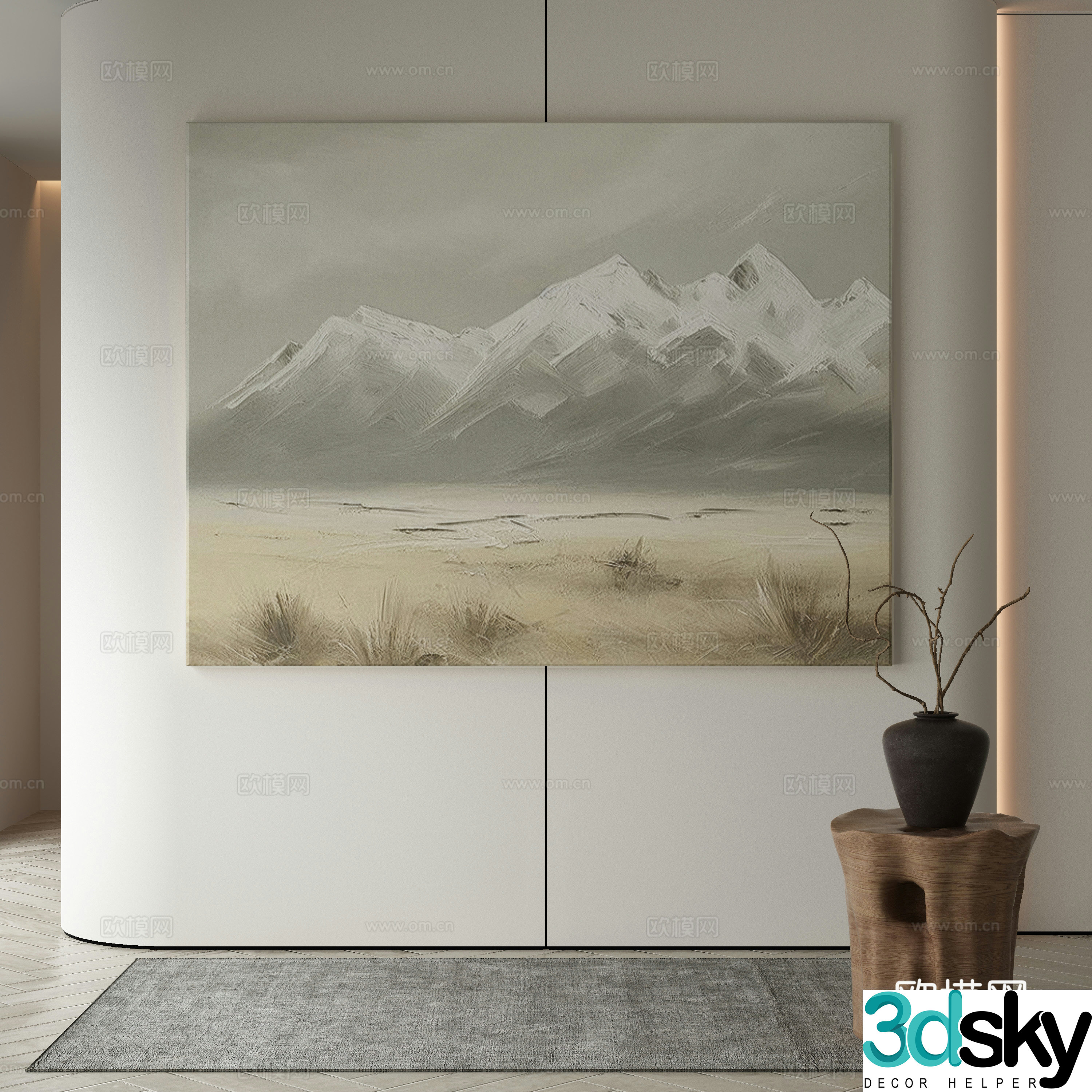 Modern decorative painting texture painting hanging painting 3d model