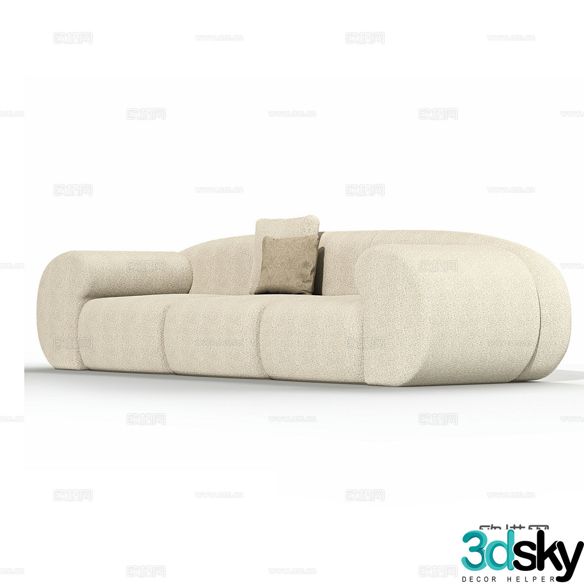 Three seater sofa upholstered sofa 3d model