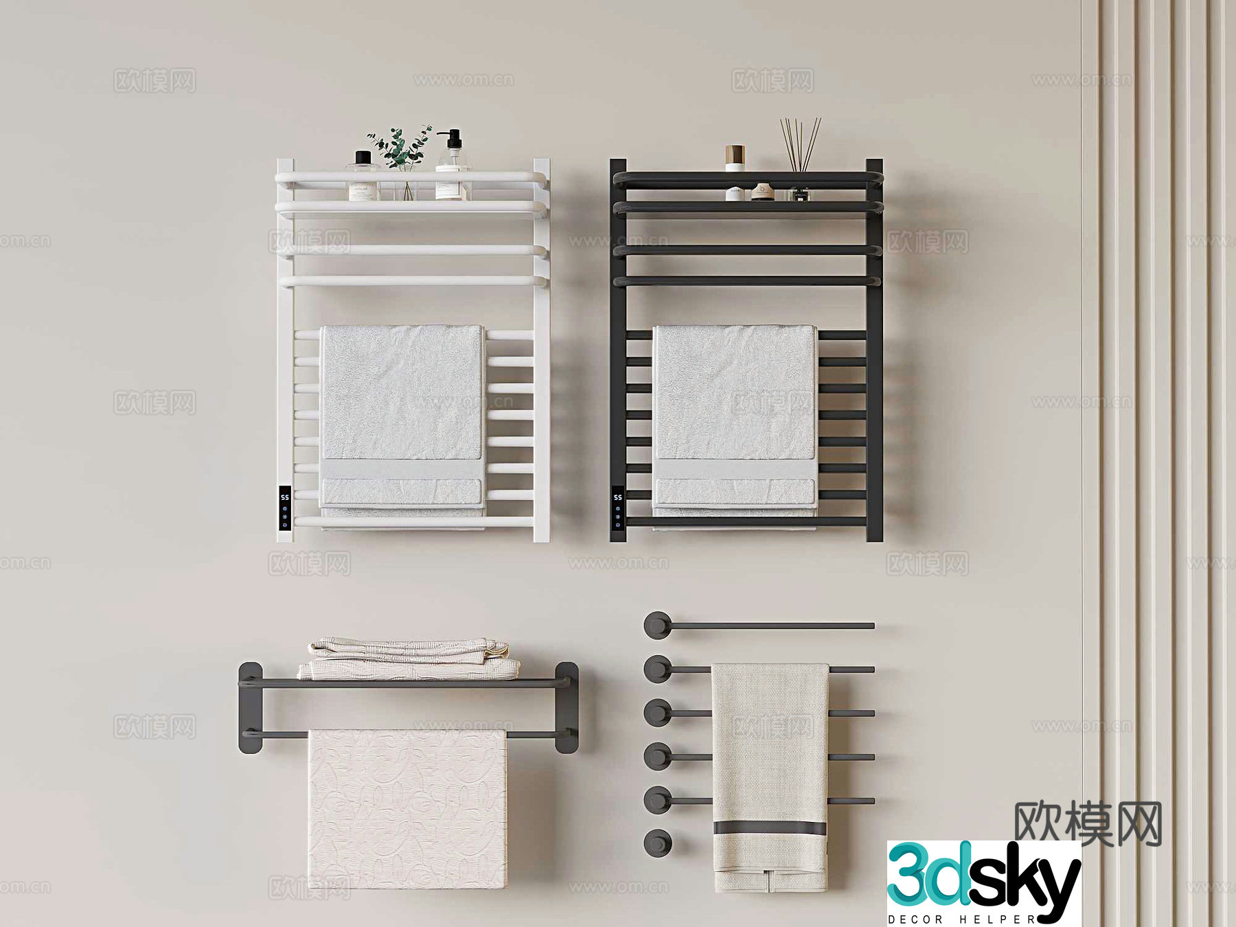 Electric towel rack towel bar bathroom accessories 3D model