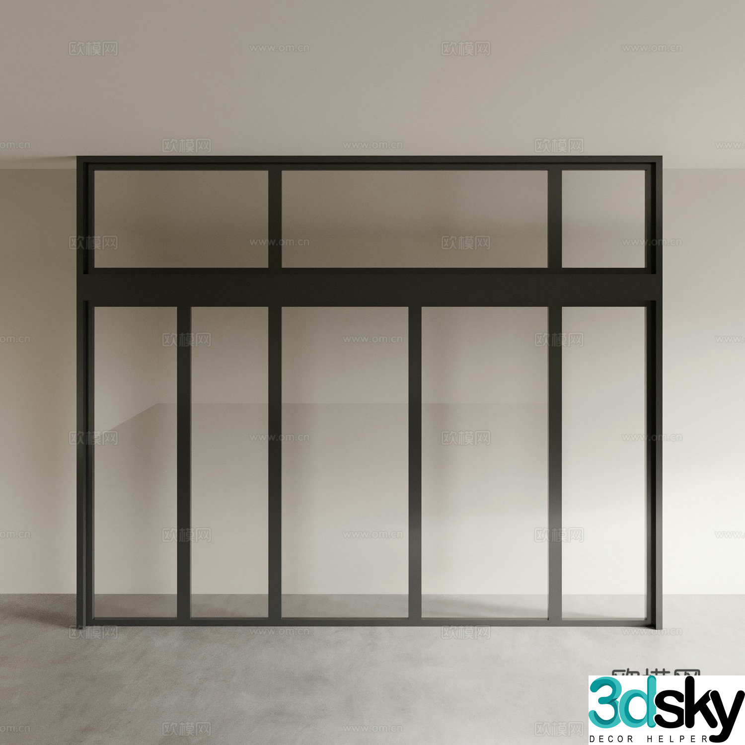 Sliding door kitchen door balcony door Changhong glass door glass door 3d model