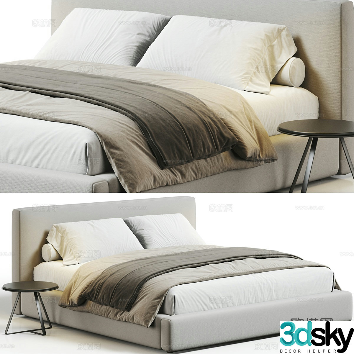 Modern double bed 3d model