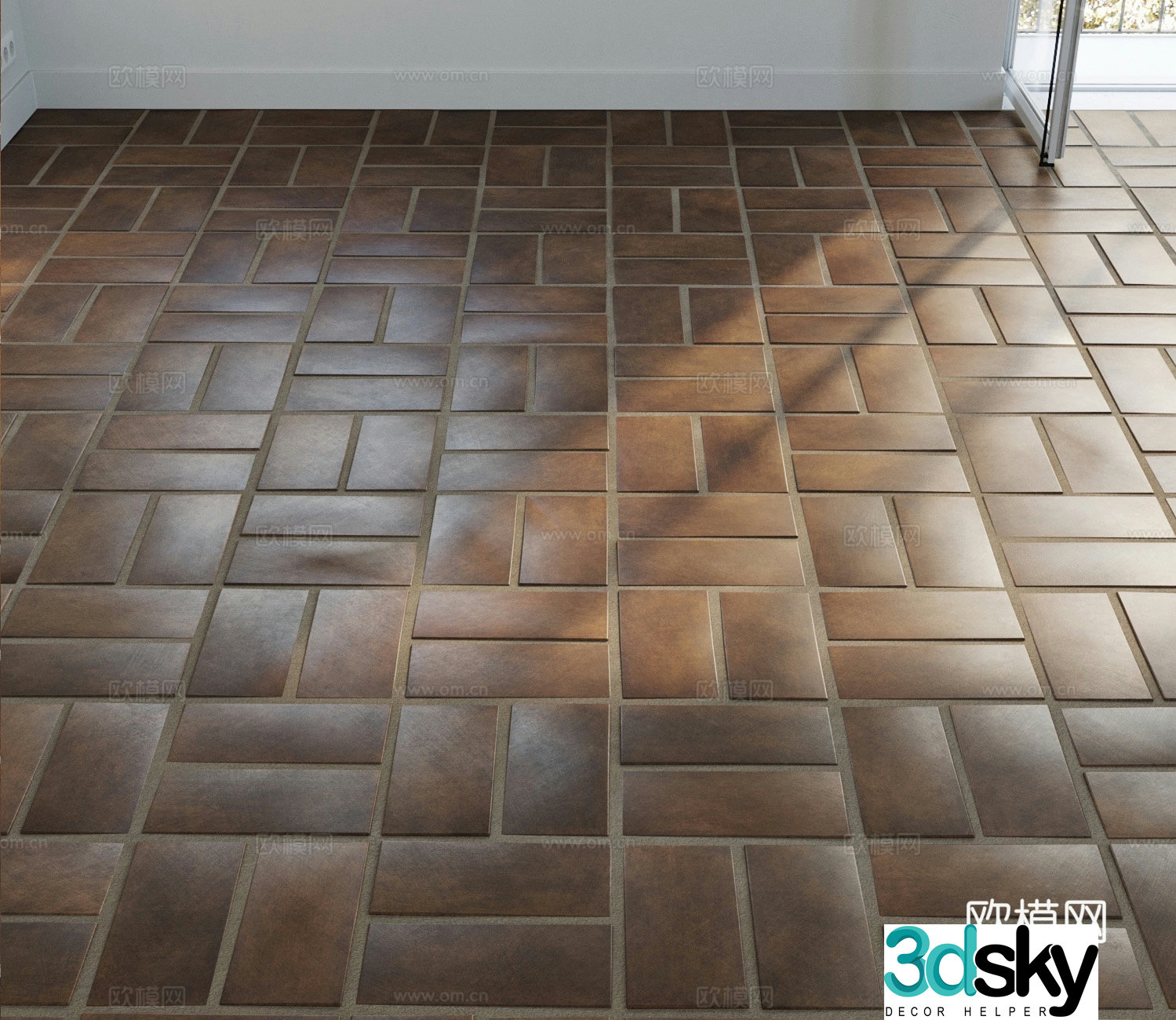 Antique tiles floor tiles floor 3d model