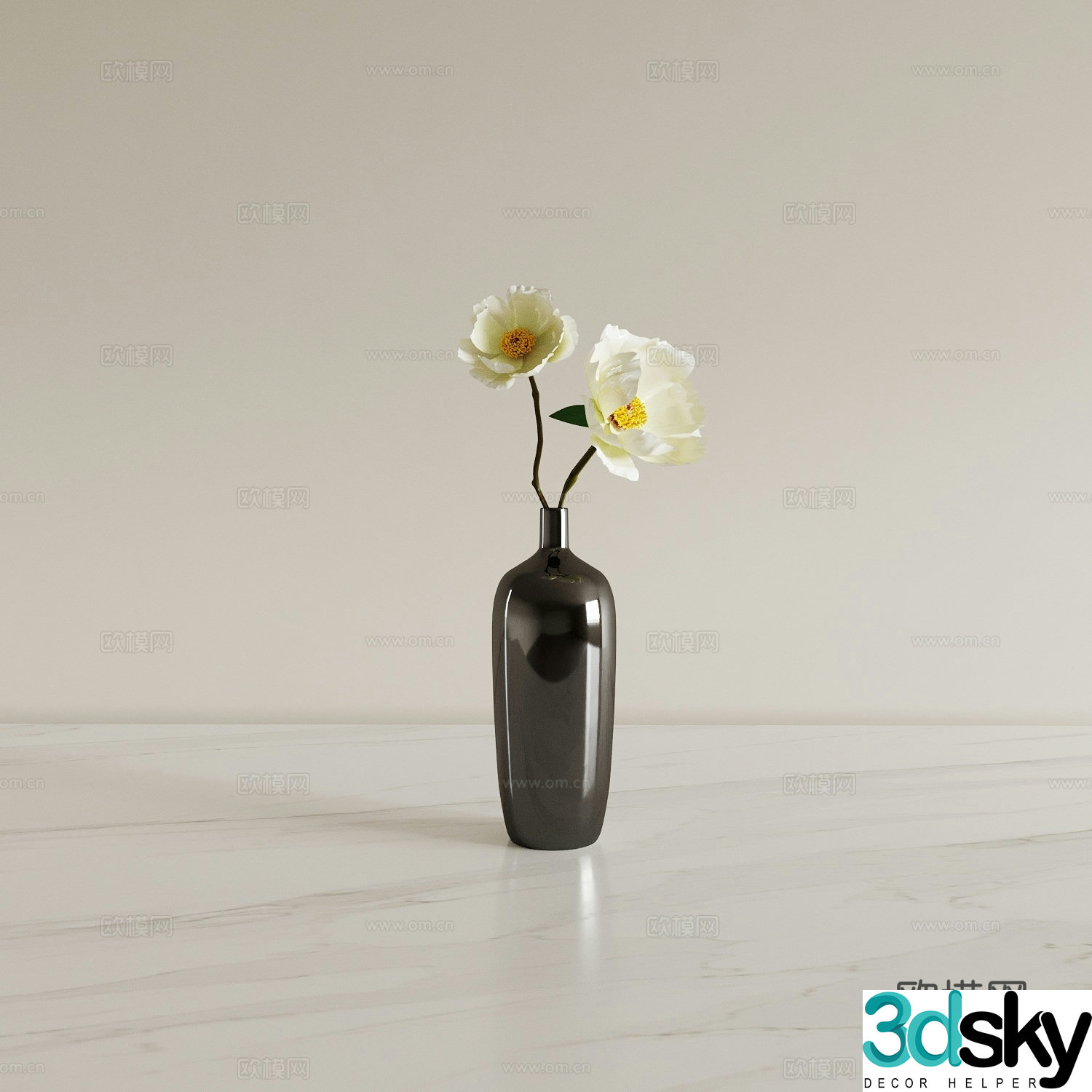 modern vase floristry flower flower arrangement 3d model