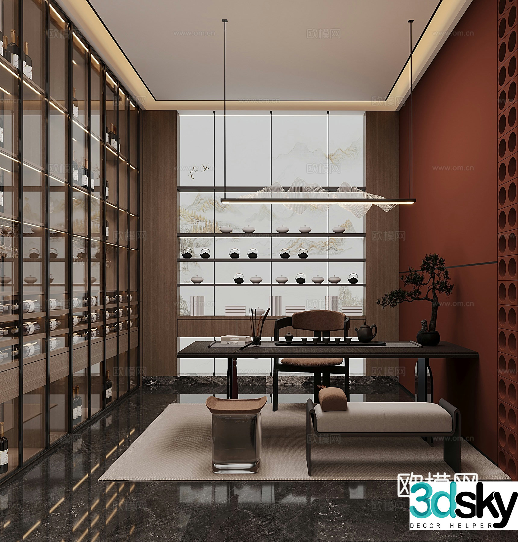 New Chinese wine shop tea room 3D model