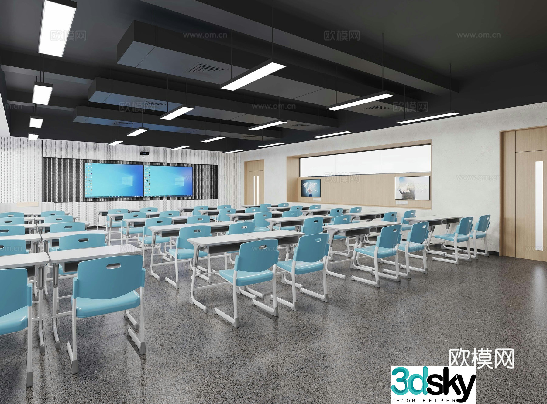 Modern minimalist classroom smart classroom 3D model