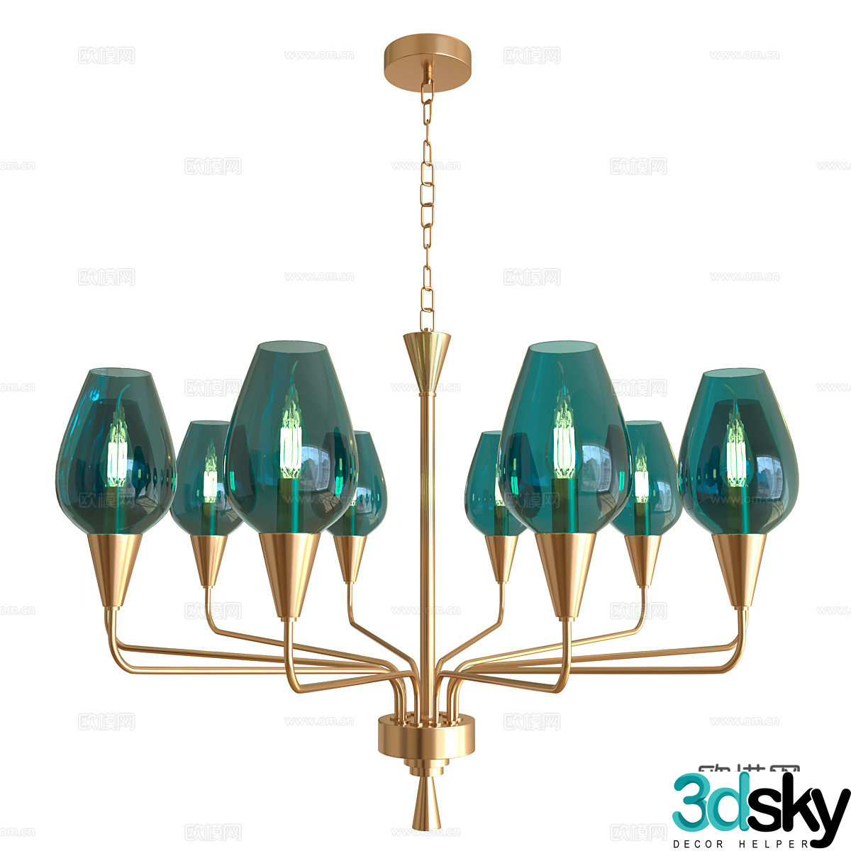 Light luxury glass chandelier 3d model