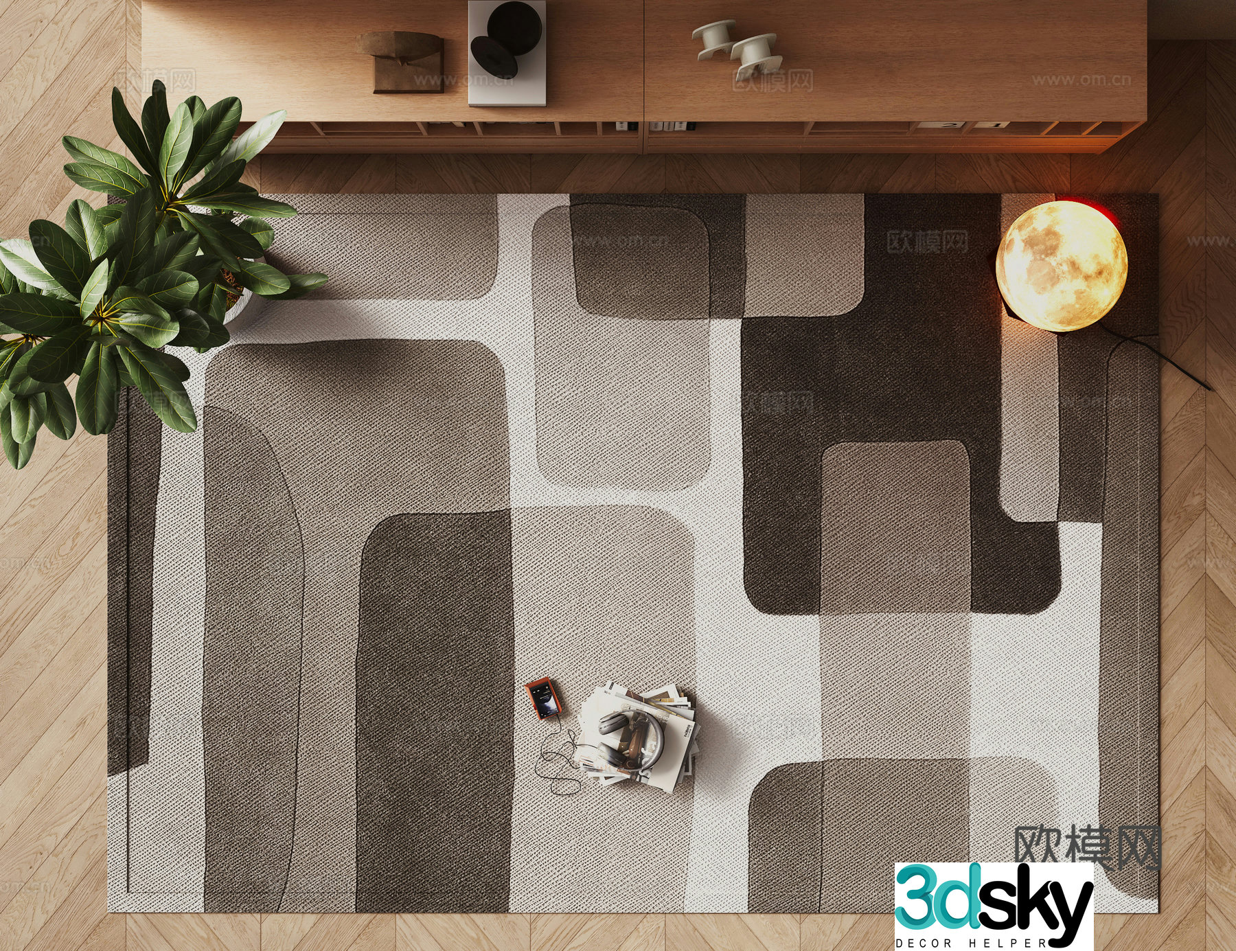 Modern square carpet 3d model