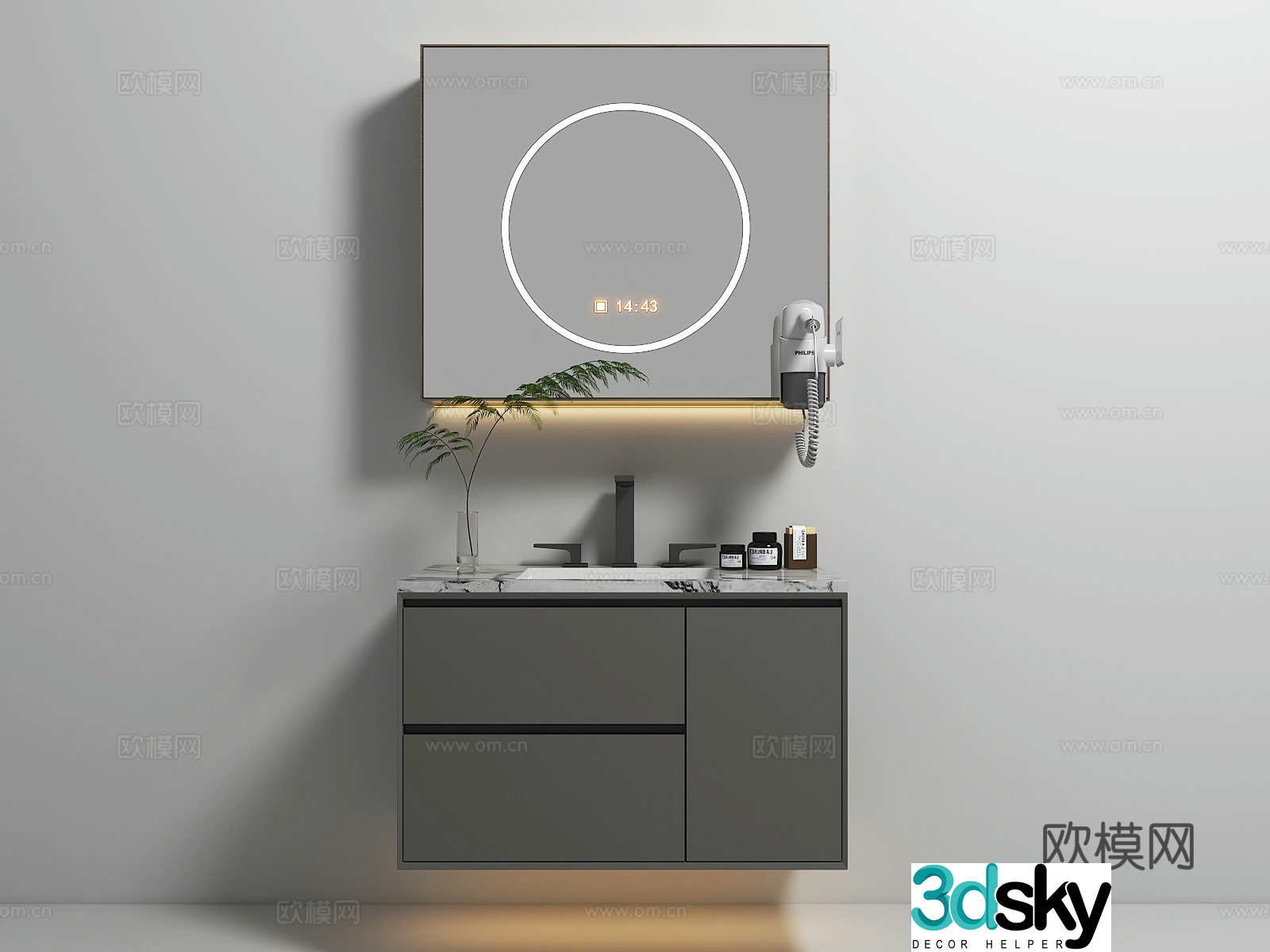 Modern bathroom cabinet wash cabinet 3d model
