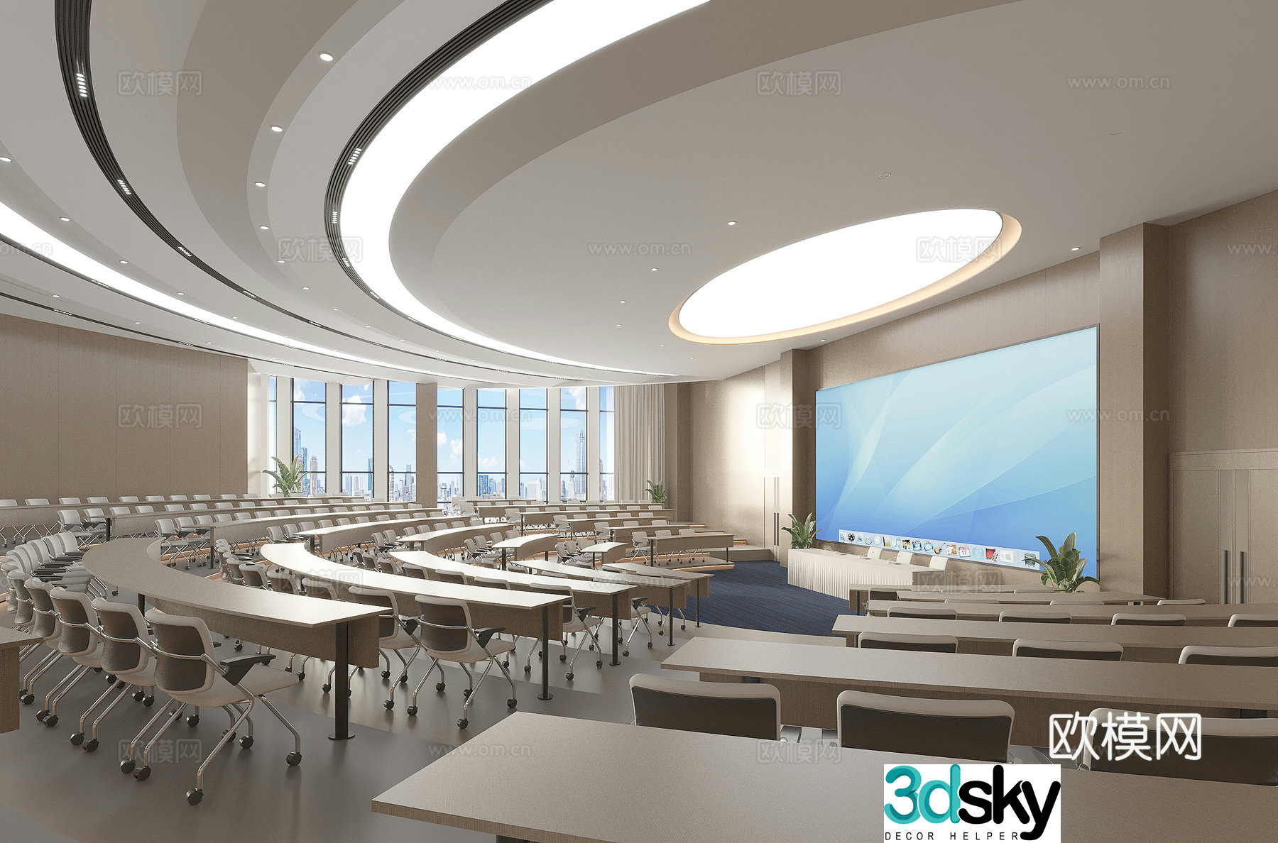 Modern conference room lecture hall training room 3d model