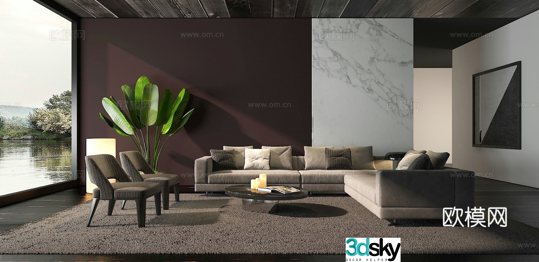 Italian minotti Italian living room 3D model