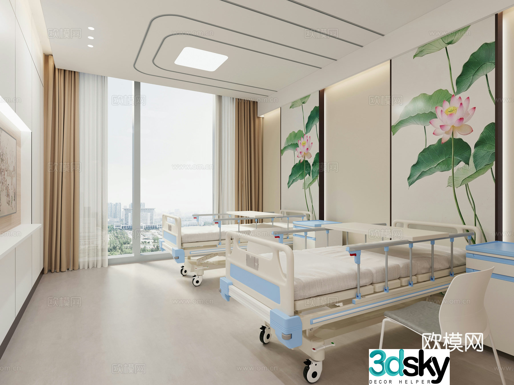 Modern hospital ward 3d model