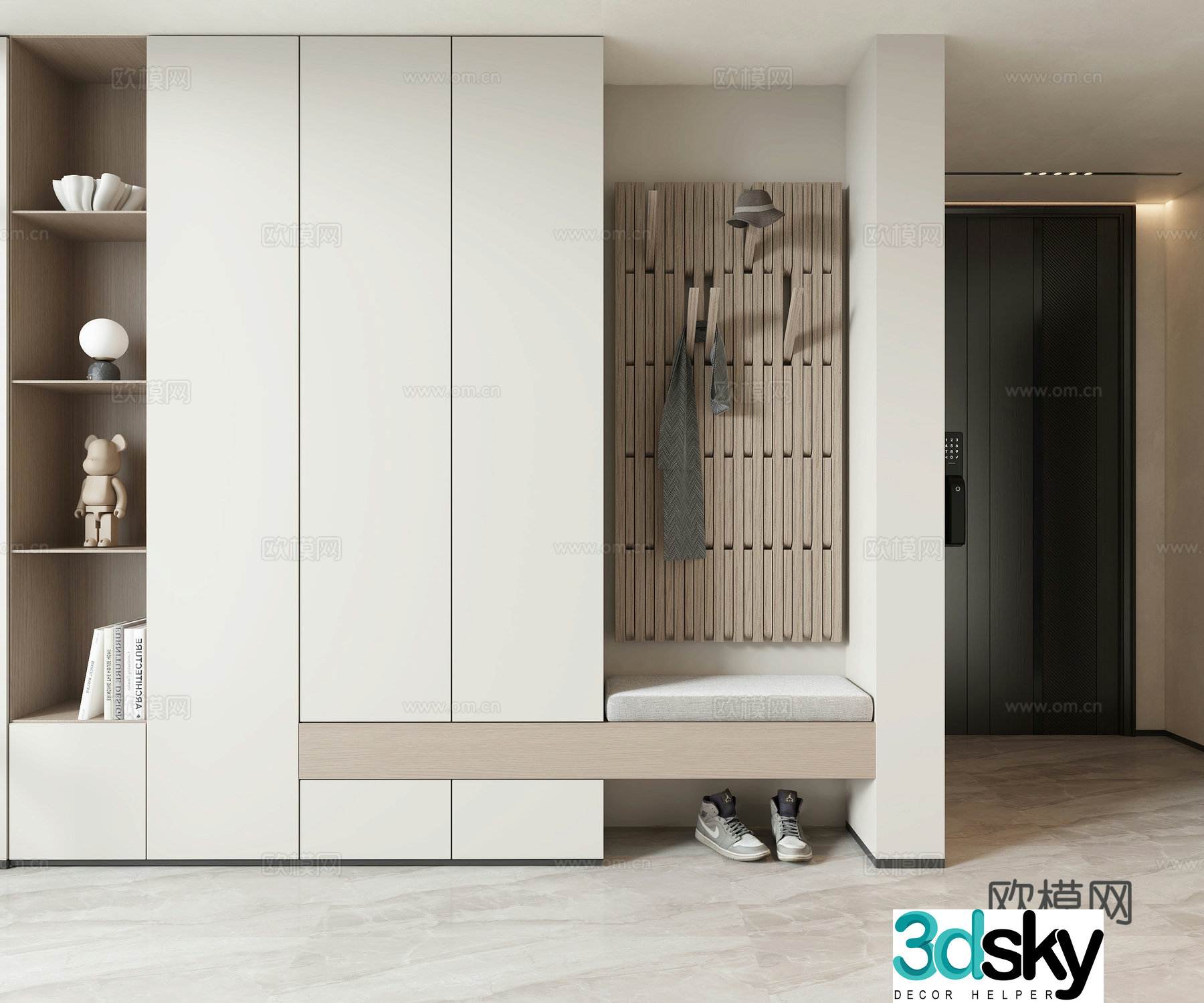 Modern entrance shoe cabinet 3D model