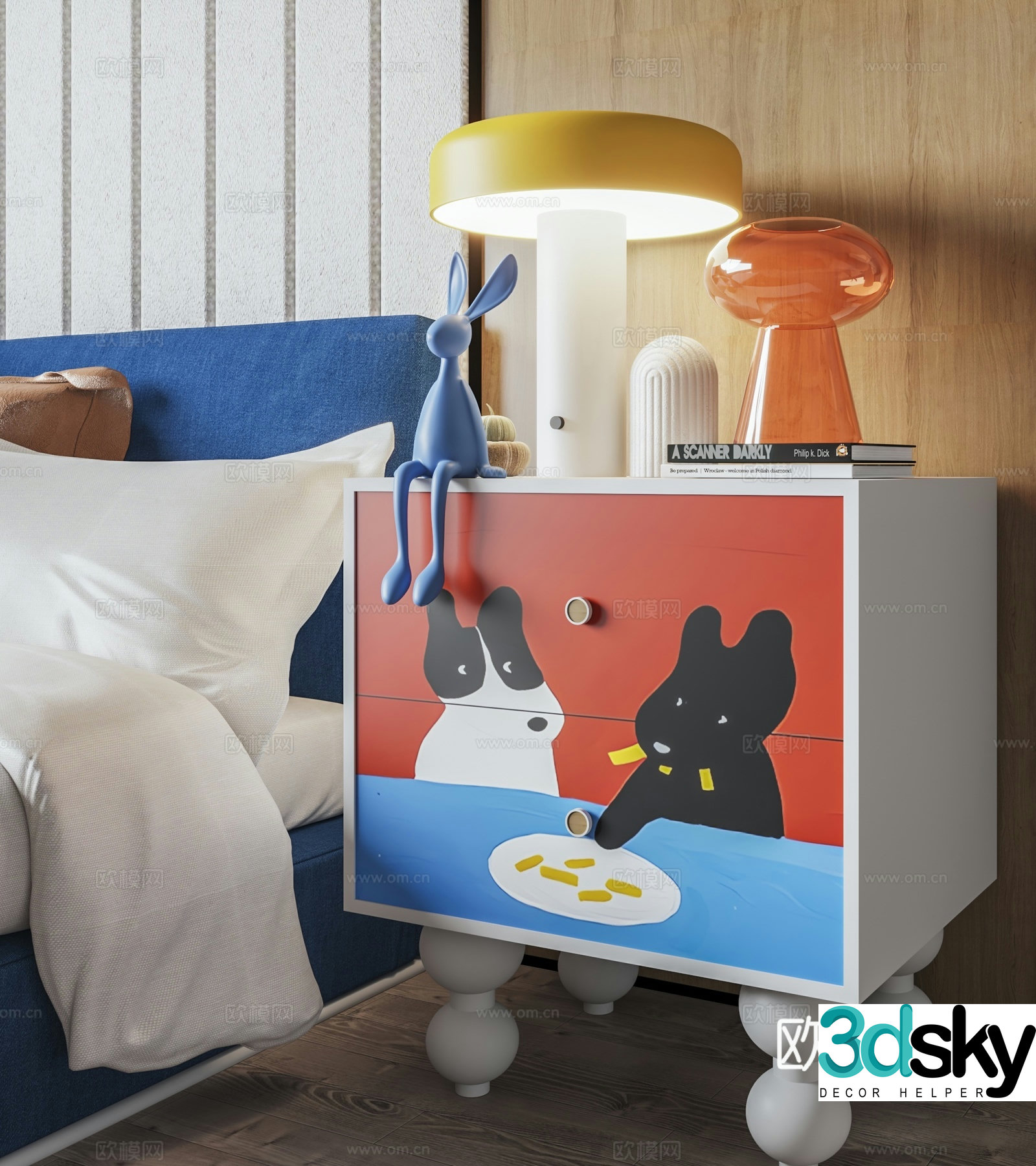 Modern bedside table 3d model