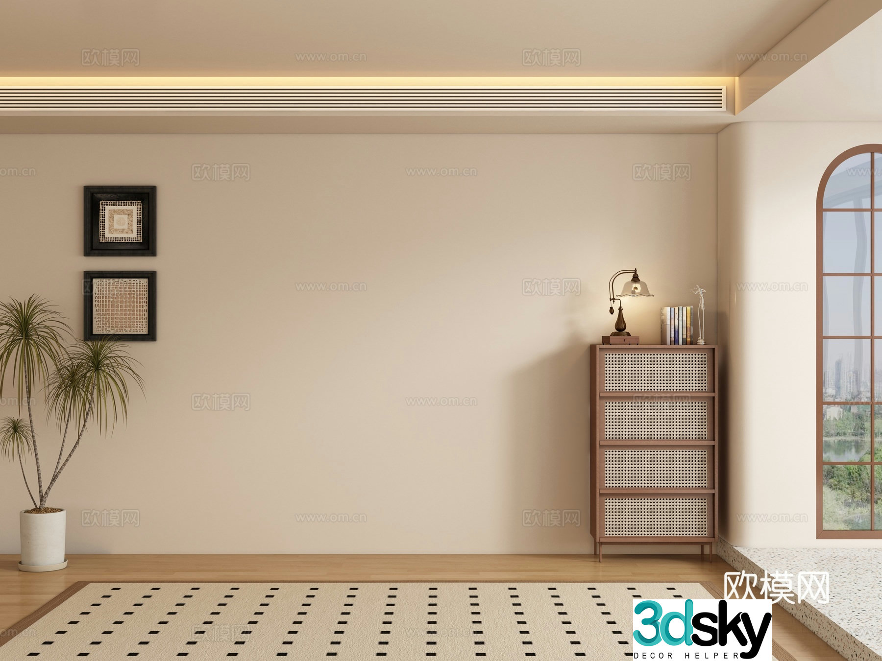 Medieval style background wall sofa background 3d model