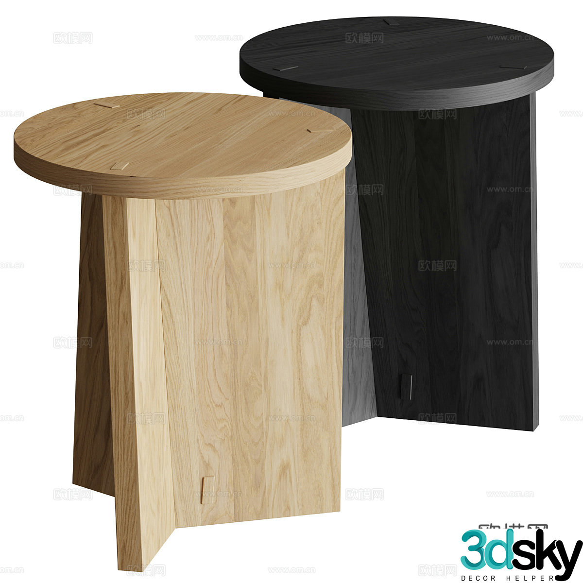 Log round table side table 3d model
