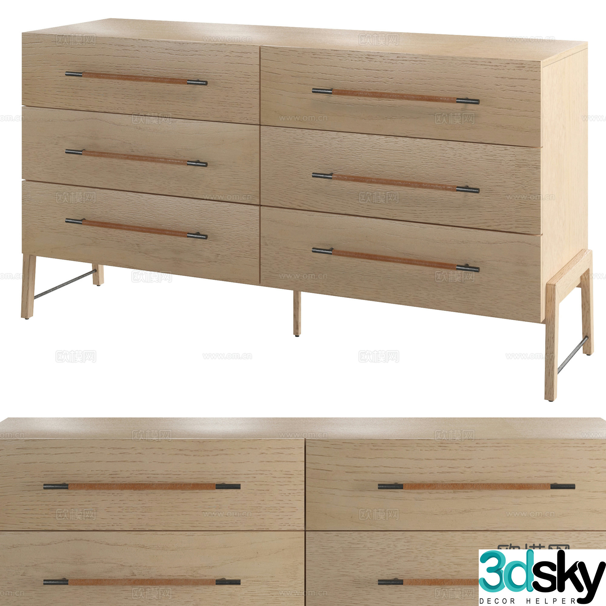 Mulan six-drawer chest 3d model