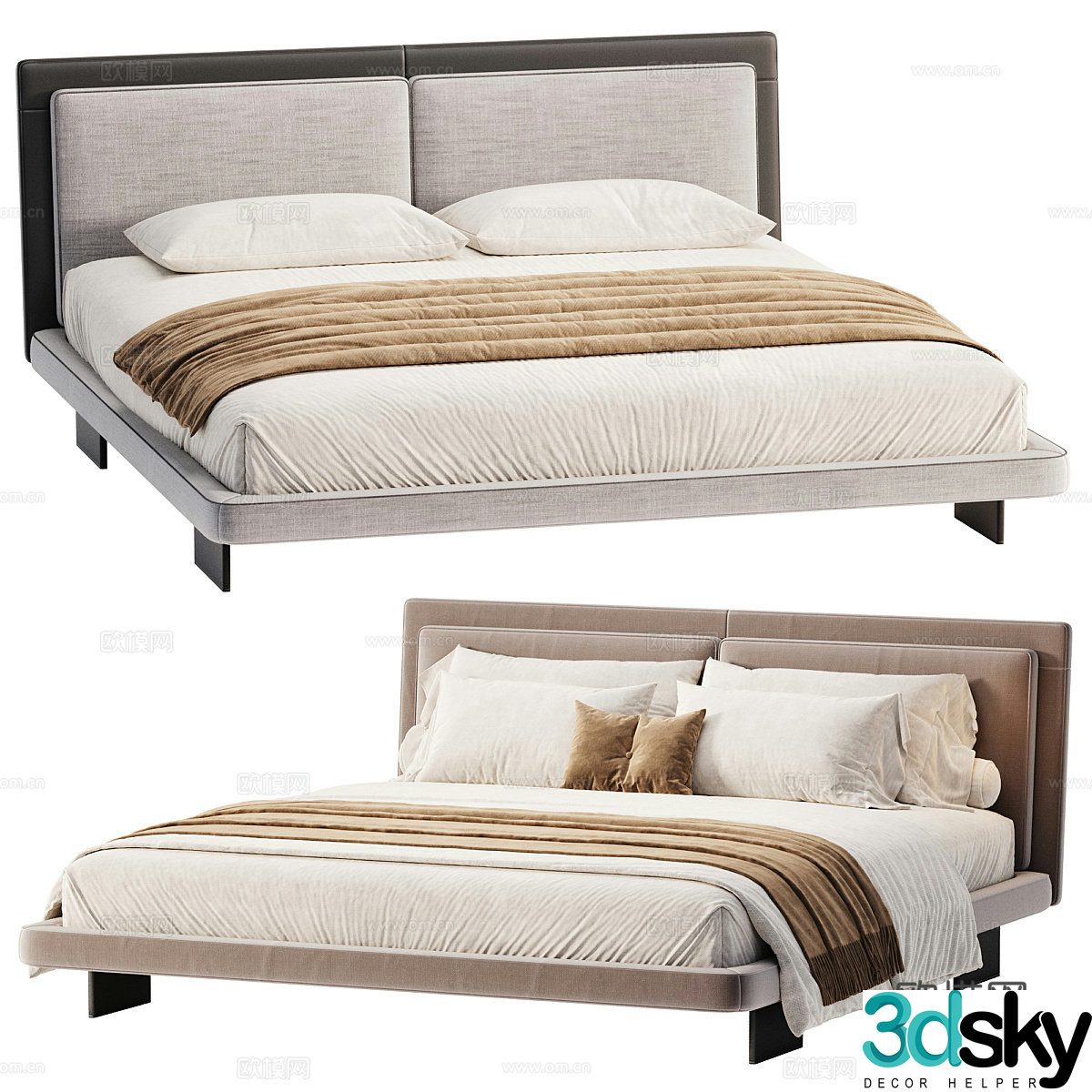 Modern double bed 3d model