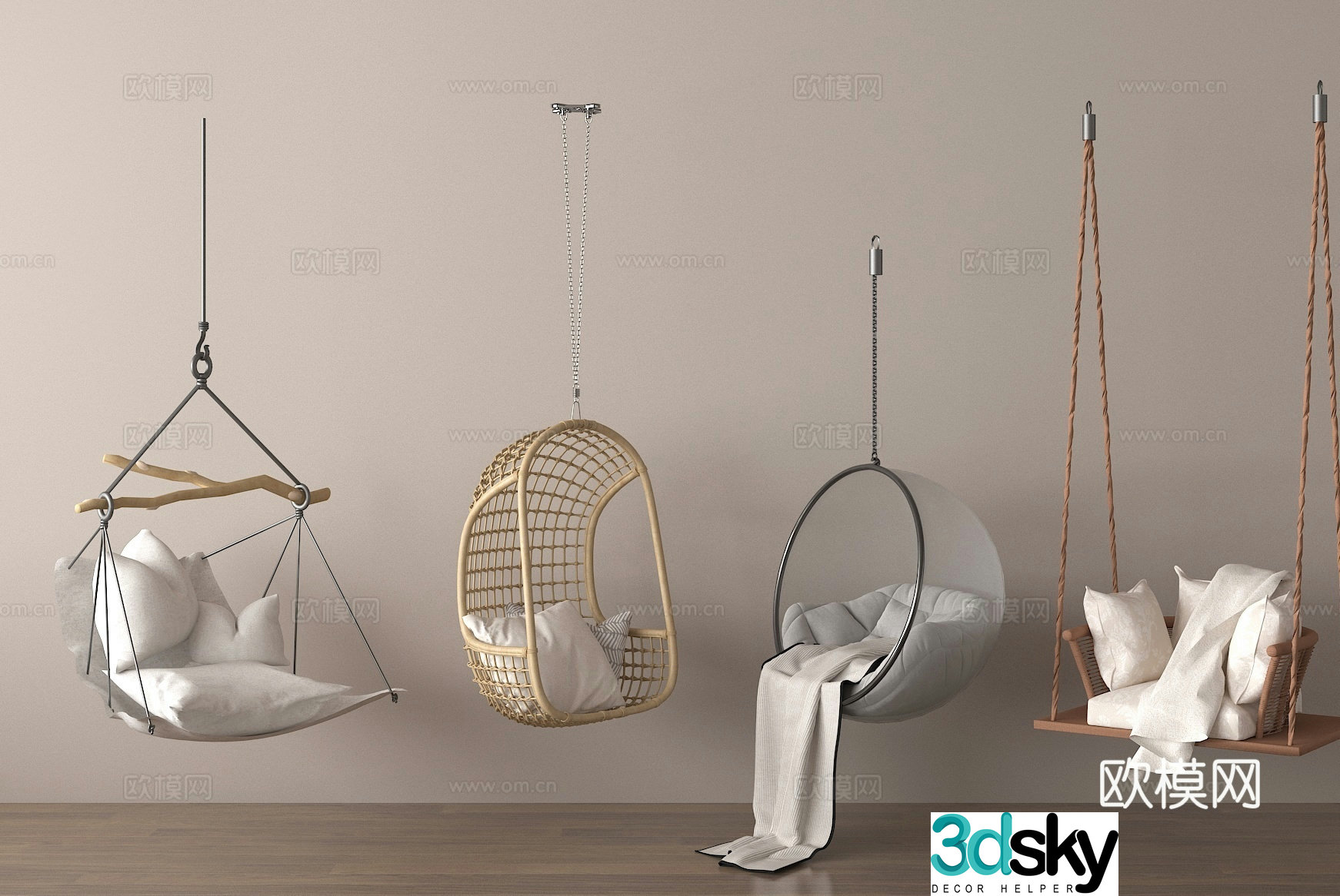 Wabi-sabi hanging chair swing chair egg chair 3D model
