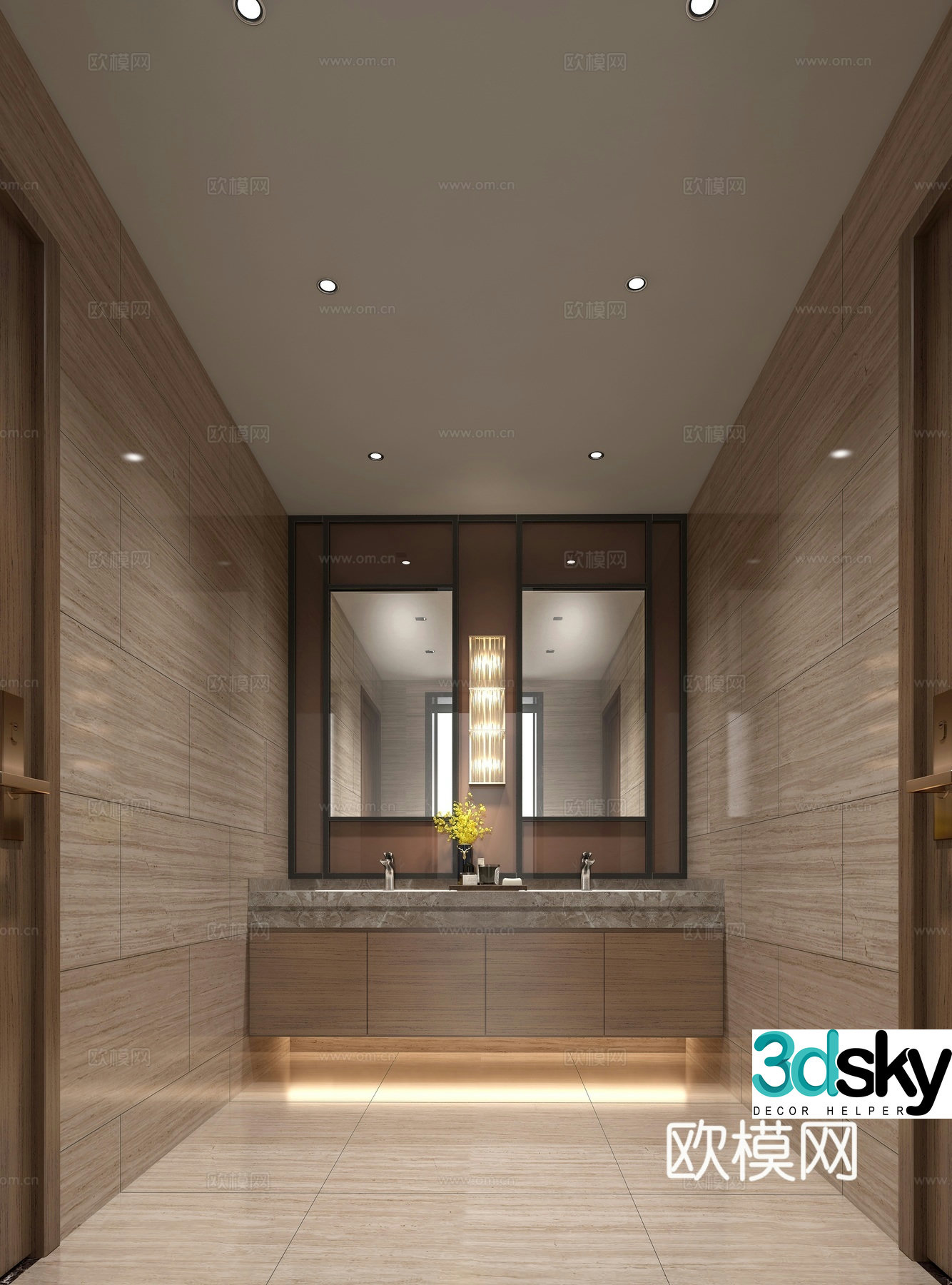 Modern public restroom 3d model