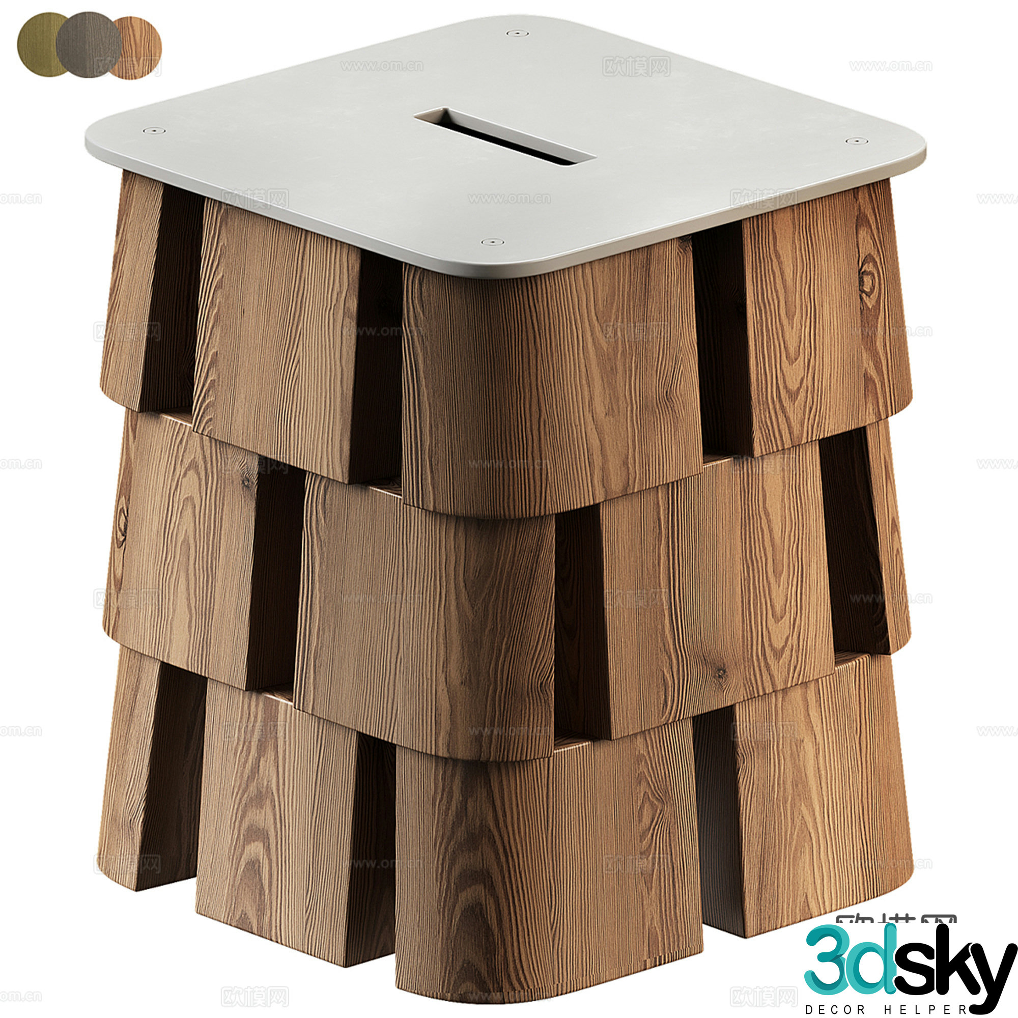 Medieval style stool low stool shoe changing stool square stool 3D model