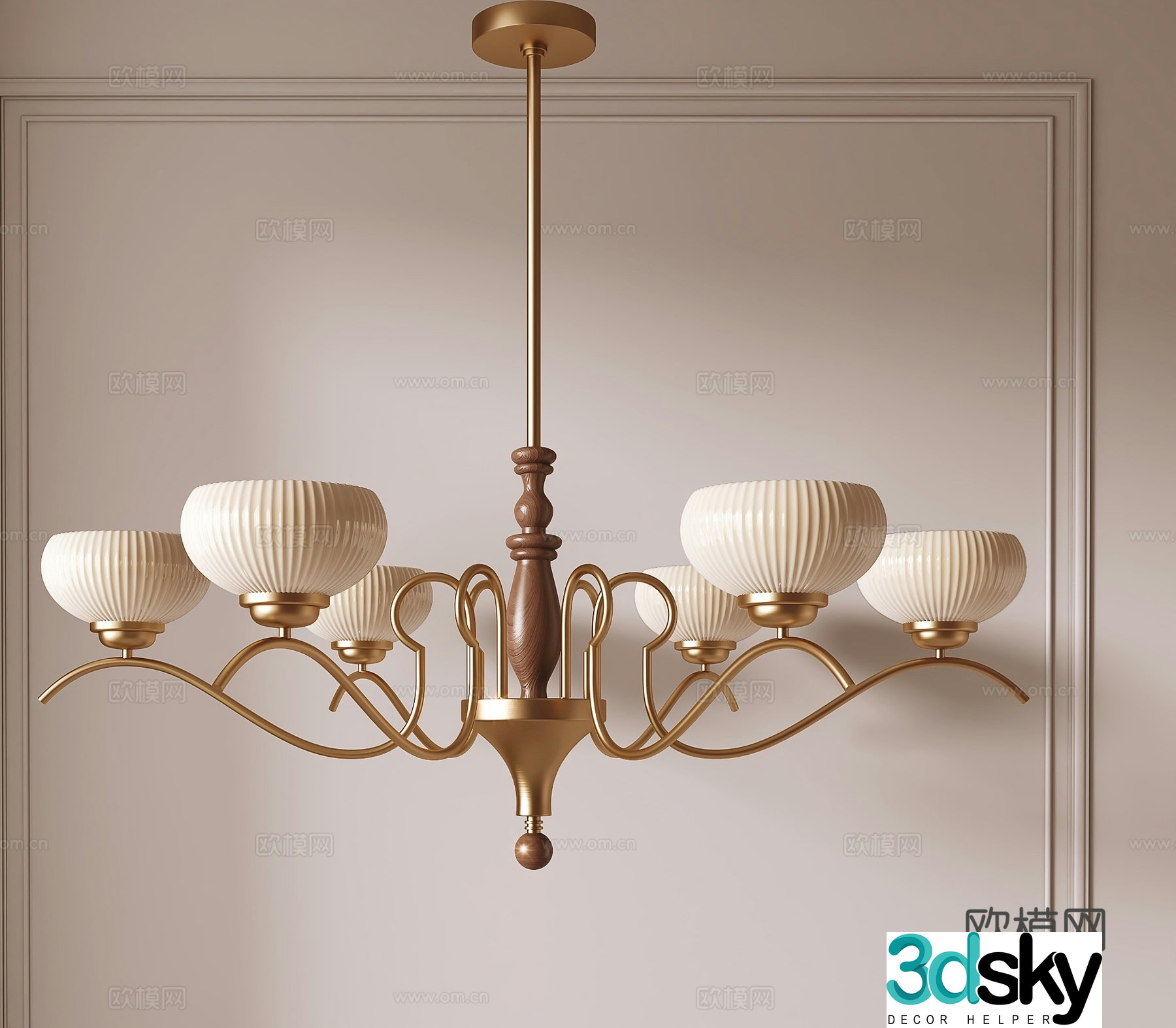 Medieval style multi-head chandelier 3D model