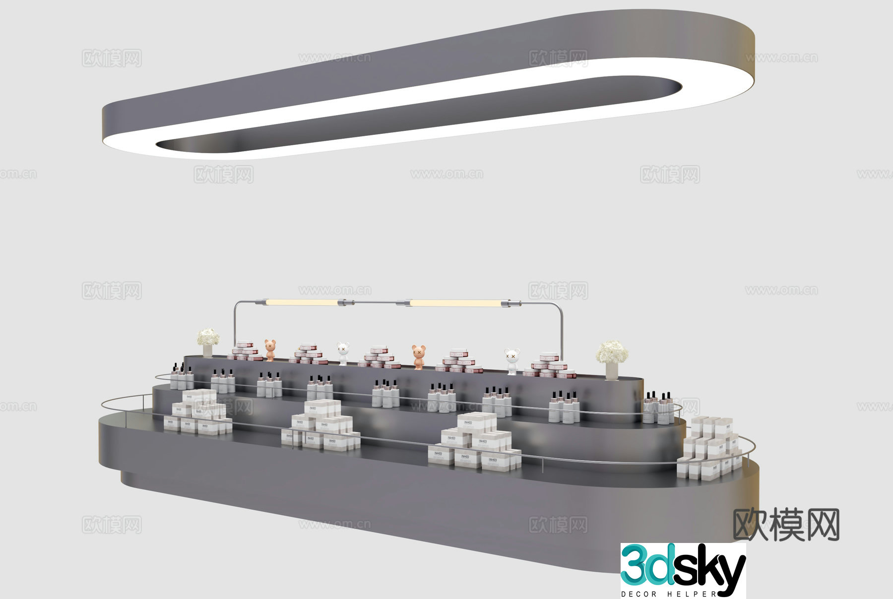 Island counter in modern store Island counter in cosmetics store Island display cabinet 3D model
