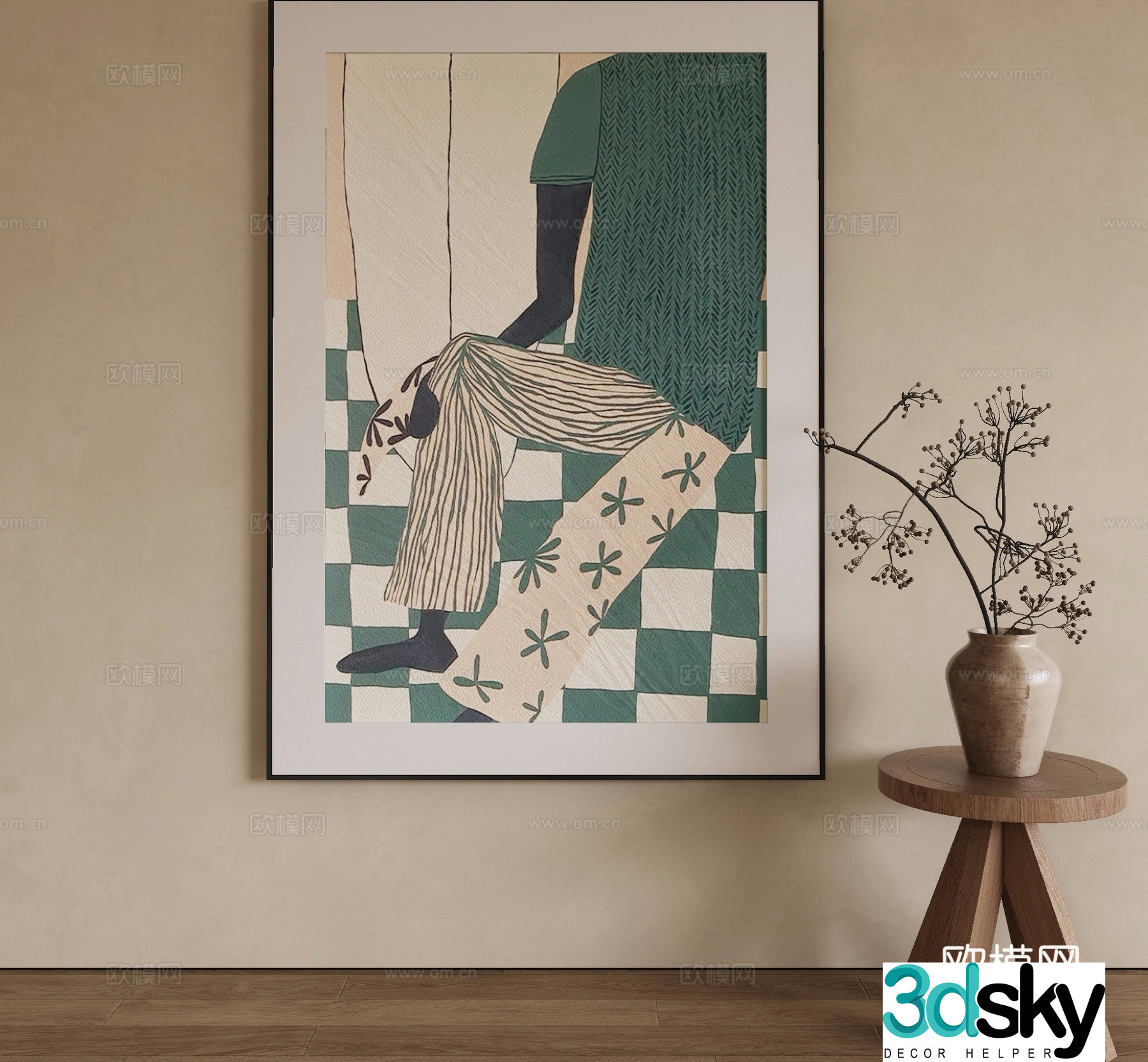 Modern decorative painting abstract painting hanging painting 3d model