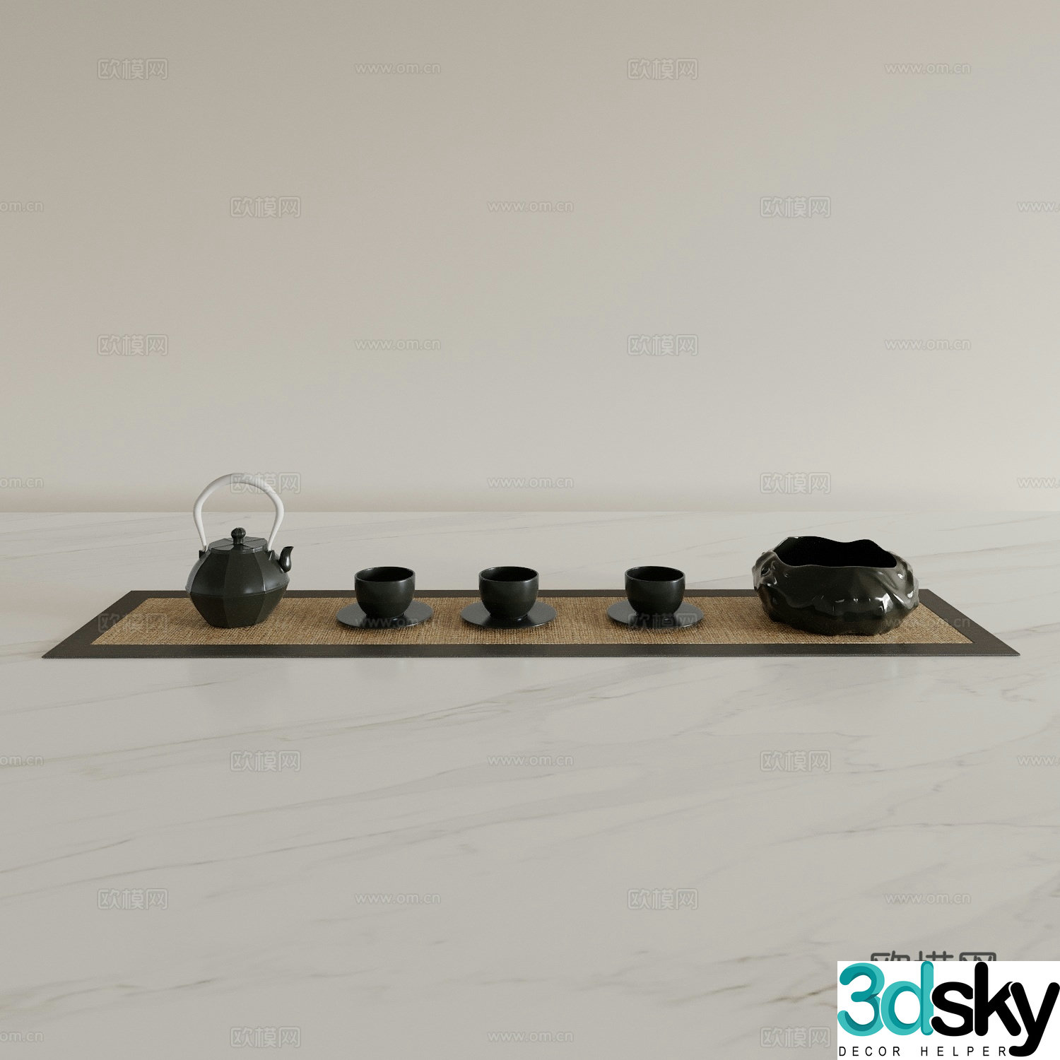 Chinese tea set teapot teacup 3d model