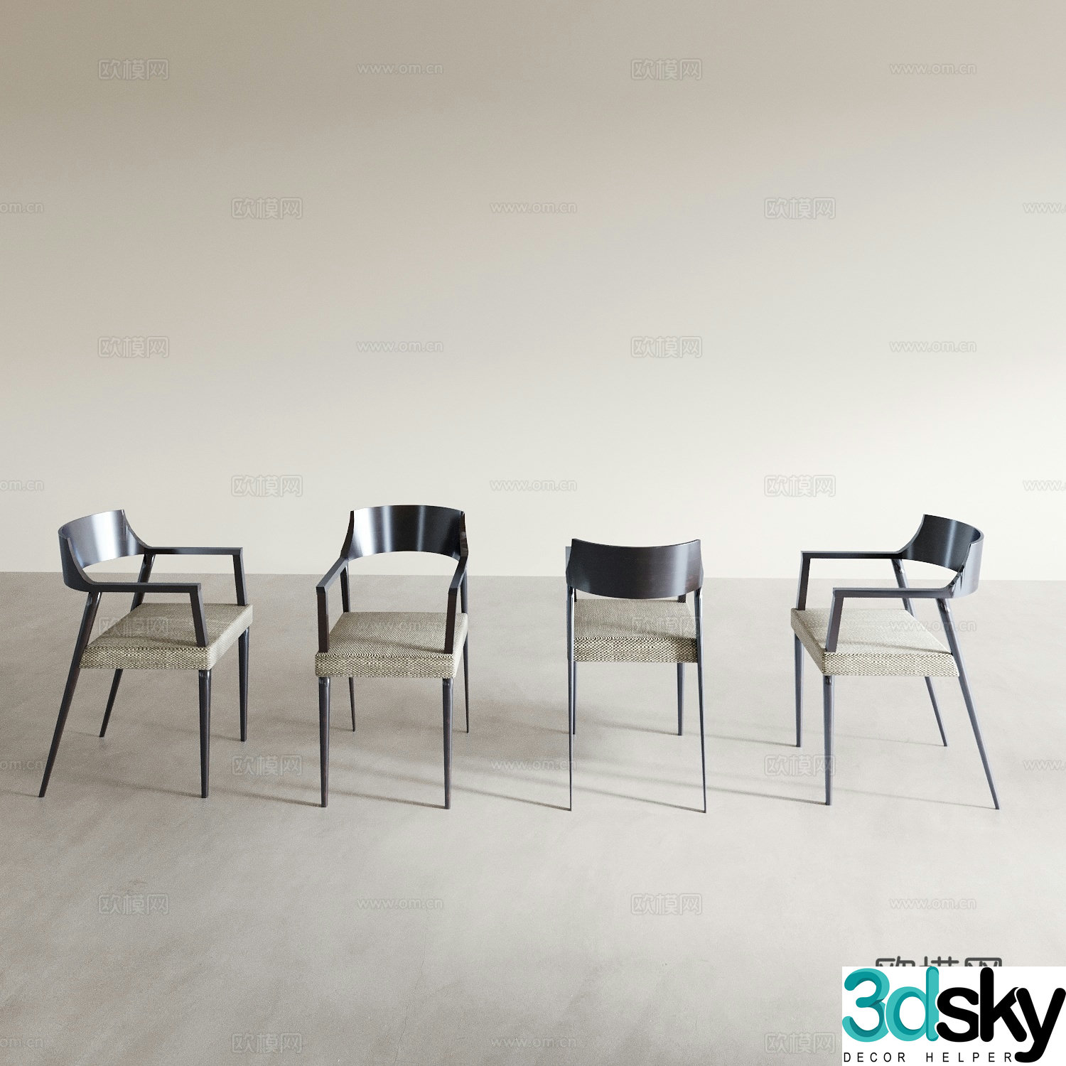 Modern dining chair tea chair coffee chair dressing chair makeup chair back chair 3d model