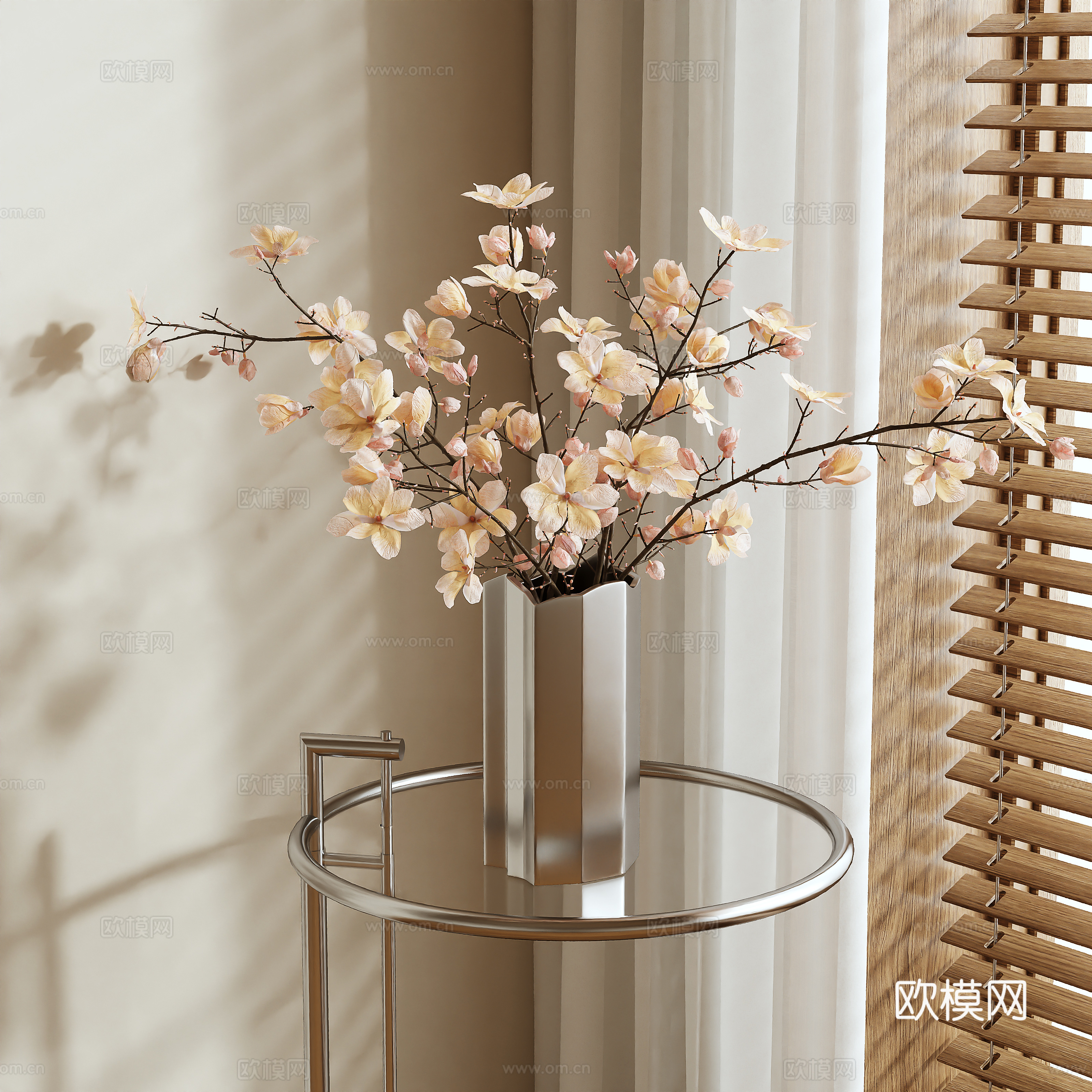 Modern flower arrangement vase floral 3d model