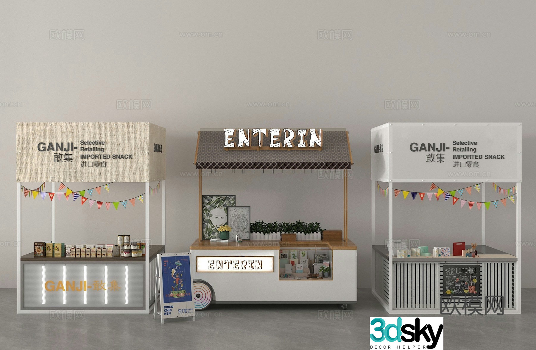 Commercial stall food stall 3d model