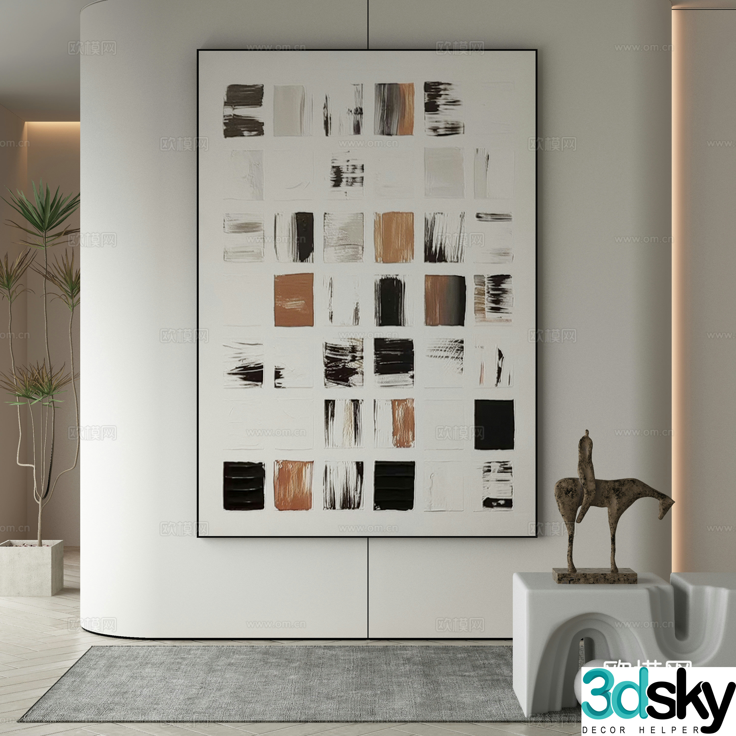 Modern decorative painting abstract painting hanging painting 3d model