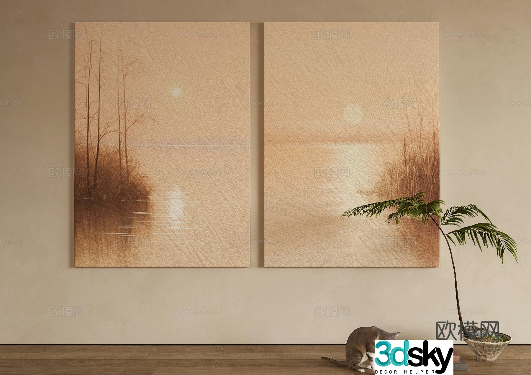 Modern decorative painting landscape painting hanging painting 3d model