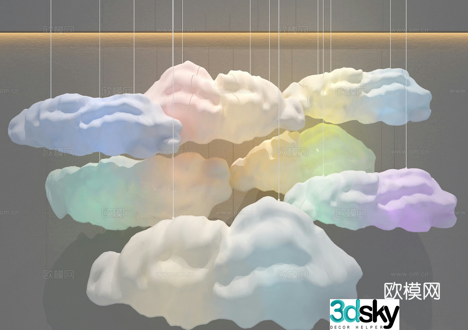 Cloud chandelier decorative lamp 3d model