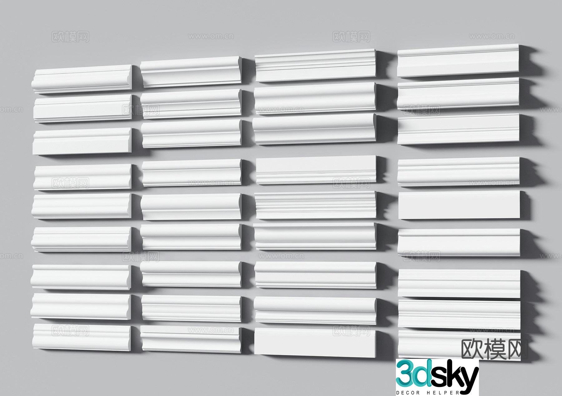 Simple European plaster lines ceiling angle lines ceiling splines skirting lines line eaves lines set line 3D model