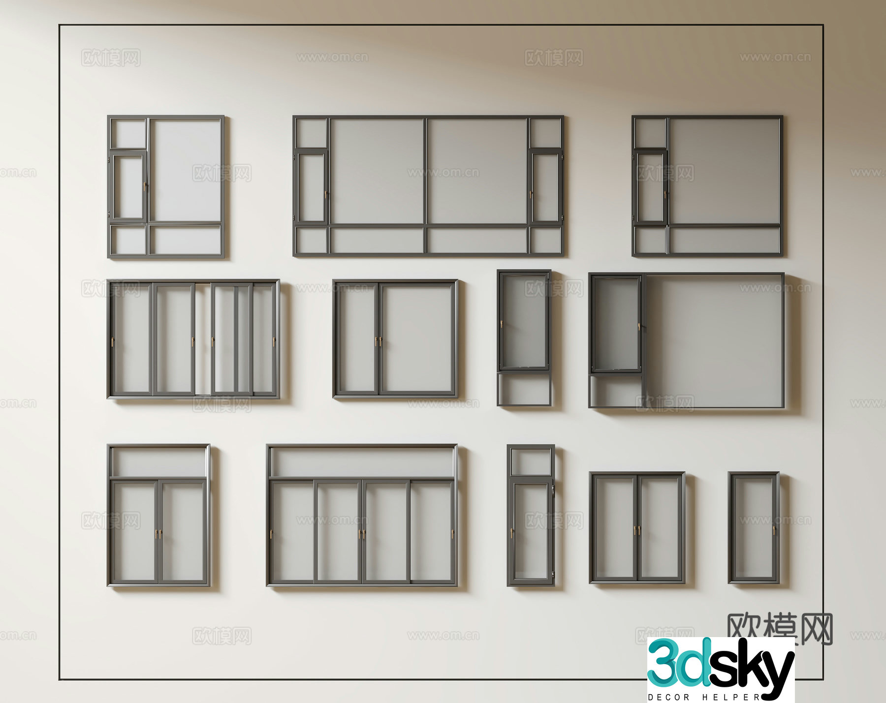 Modern windows glass windows floor-to-ceiling windows balcony windows bay windows sliding windows 3d model