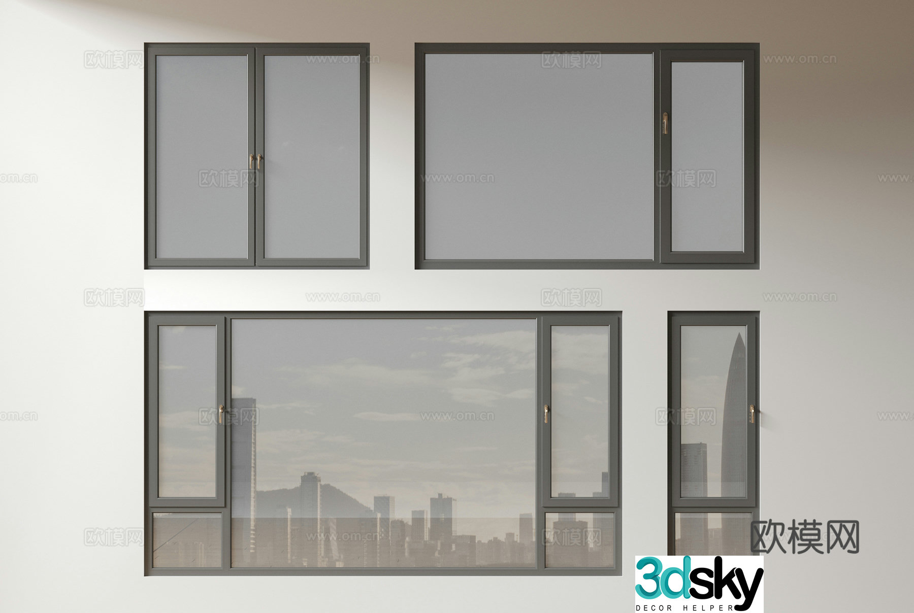 Modern windows floor-to-ceiling windows balcony windows casement windows 3d model