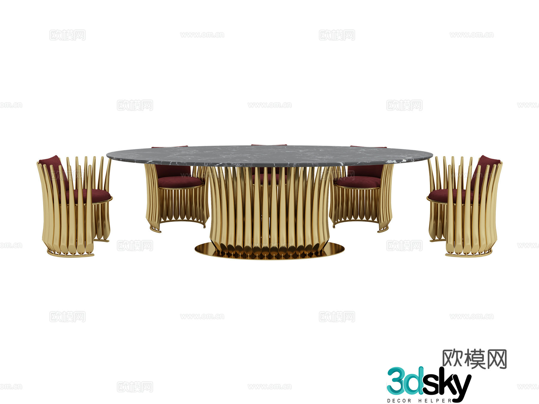 visionnaire dining table and chairs 3d model